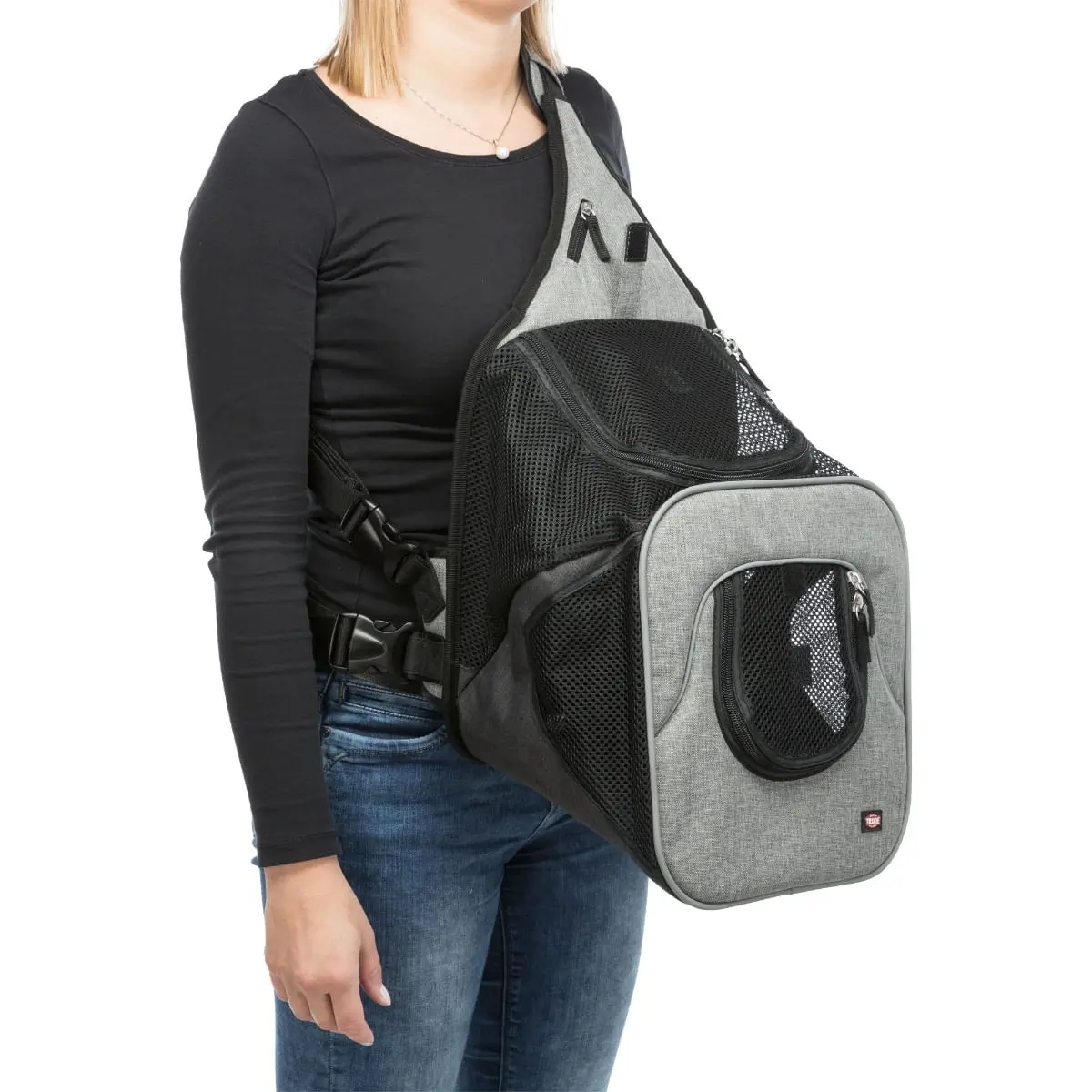 TRIXIE Savina, rucsac transport caini si pisici, XS-S(max. 10kg), poliester, deschidere frontala&superioara, negru si gri, 30 x 26 x 33 cm - Image 2