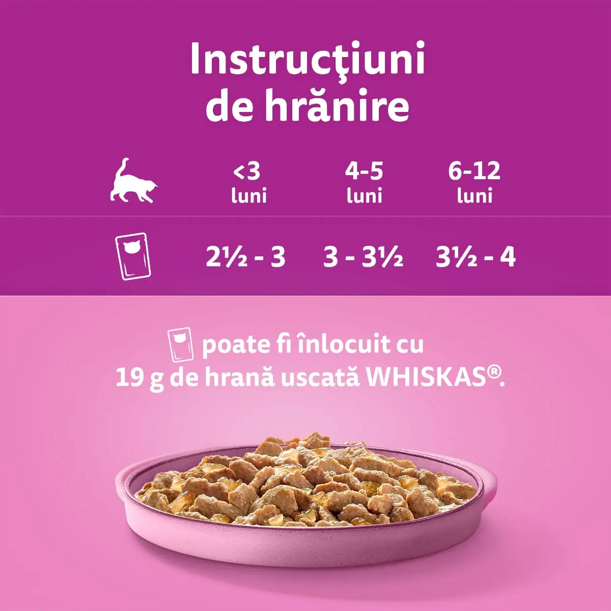 WHISKAS Pure Delight Junior Selectii Pasare, Pui si Curcan, plic hrana umeda pisici junior, (in aspic), multipack, 85g x 4 - Image 3