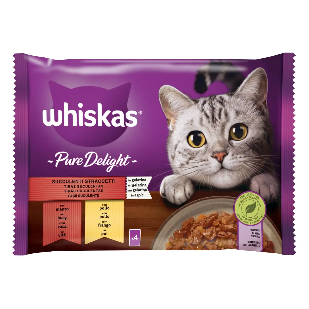 WHISKAS Pure Delight Selectii Clasice, Vita si Pui, plic hrana umeda pisici, (in aspic), multipack, 85g x 4 - Image 5