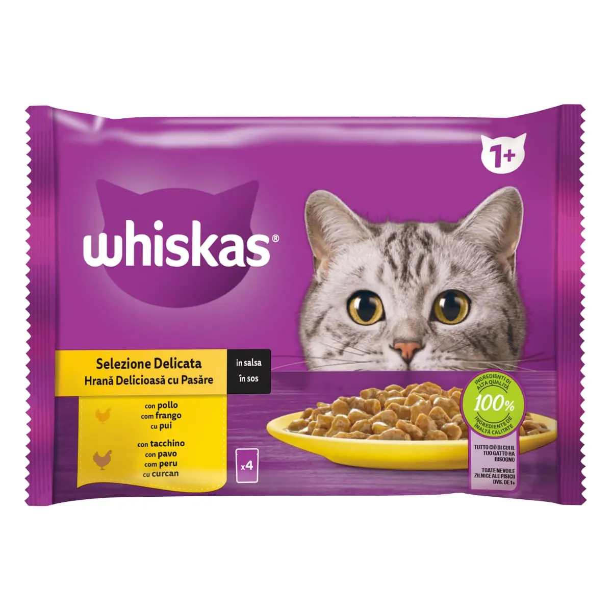 WHISKAS Selectii Pasare, Pui si Curcan, plic hrana umeda pisici, (in sos), multipack, 85g x 4 - Image 5