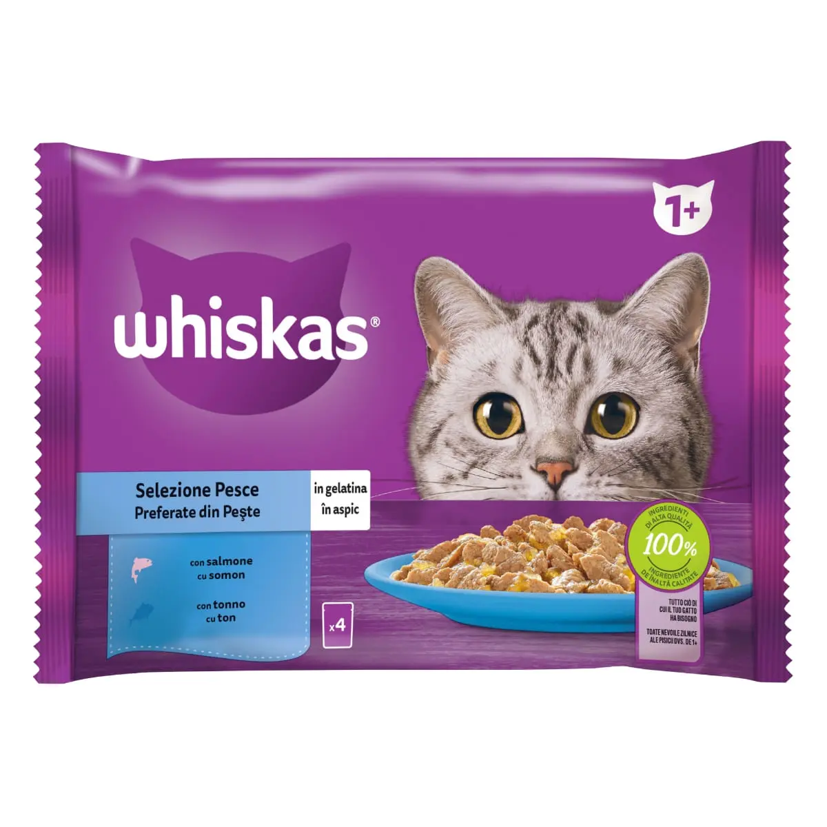 WHISKAS Selectii Peste, Somon si Ton, plic hrana umeda pisici, (in aspic), multipack, 85g x 4 - Image 3