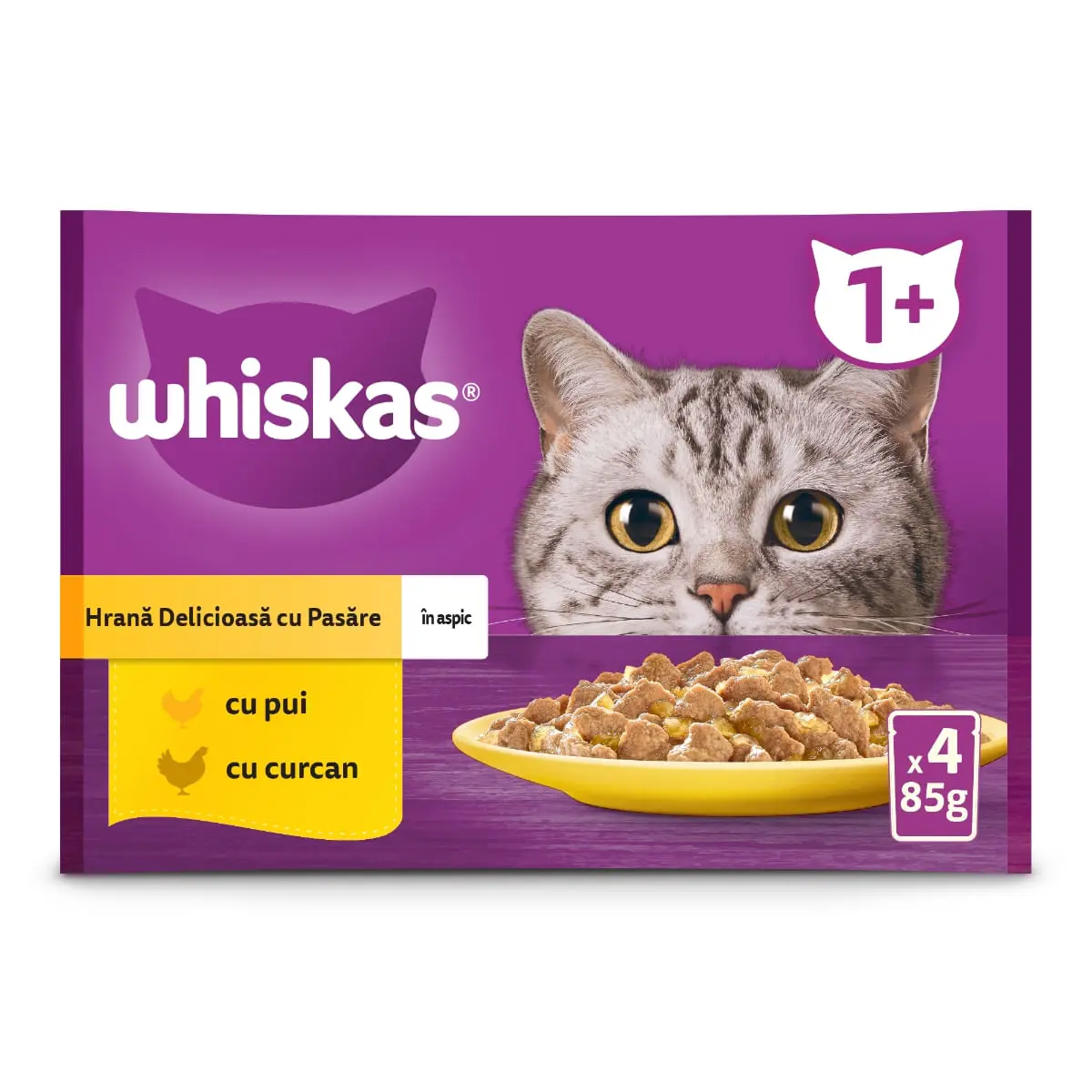 WHISKAS Selectii Pasare, Pui si Curcan, plic hrana umeda pisici, (in aspic), multipack, 85g x 4 - Image 7