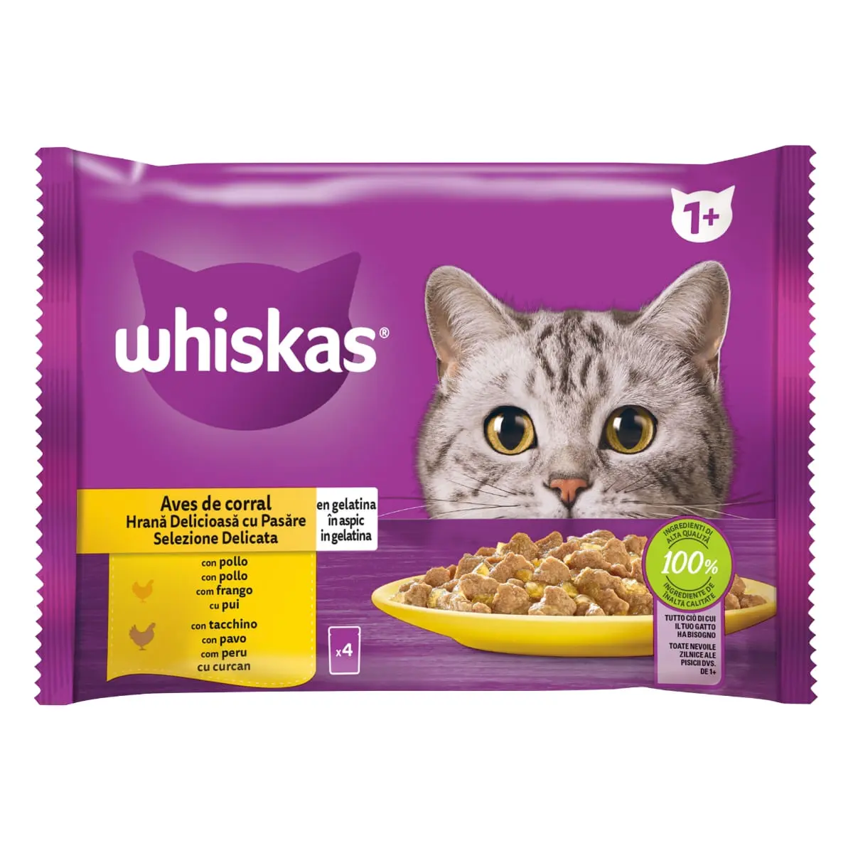 WHISKAS Selectii Pasare, Pui si Curcan, plic hrana umeda pisici, (in aspic), multipack, 85g x 4 - Image 8