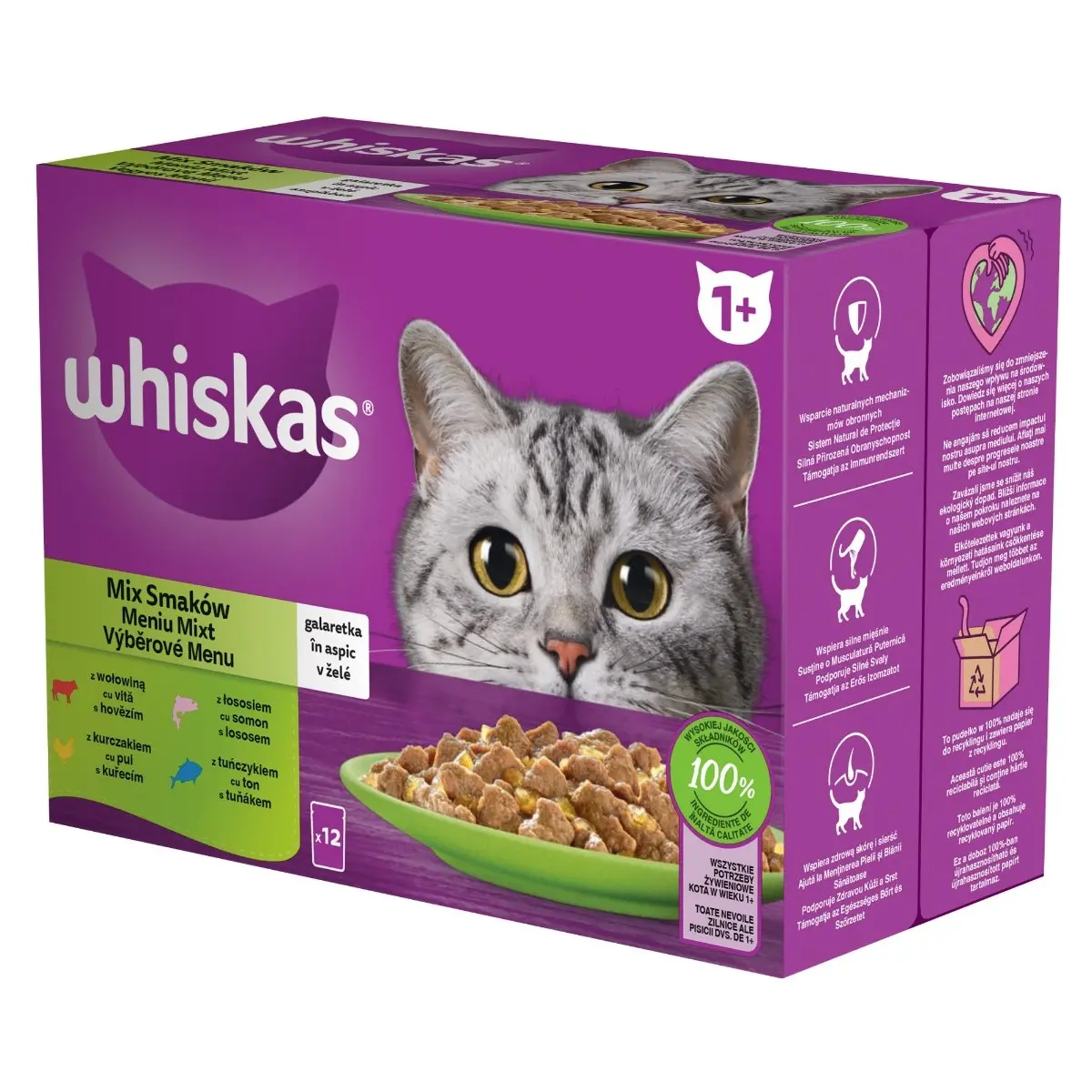WHISKAS Selectii Mixte, Vita, Pui, Somon si Ton, hrana umeda pisici, (in aspic), multipack WHISKAS Selectii Mixte, Vita, Pui, Somon si Ton, plic hrana umeda pisici, (in aspic), multipack, 85g x 12 - Image 6
