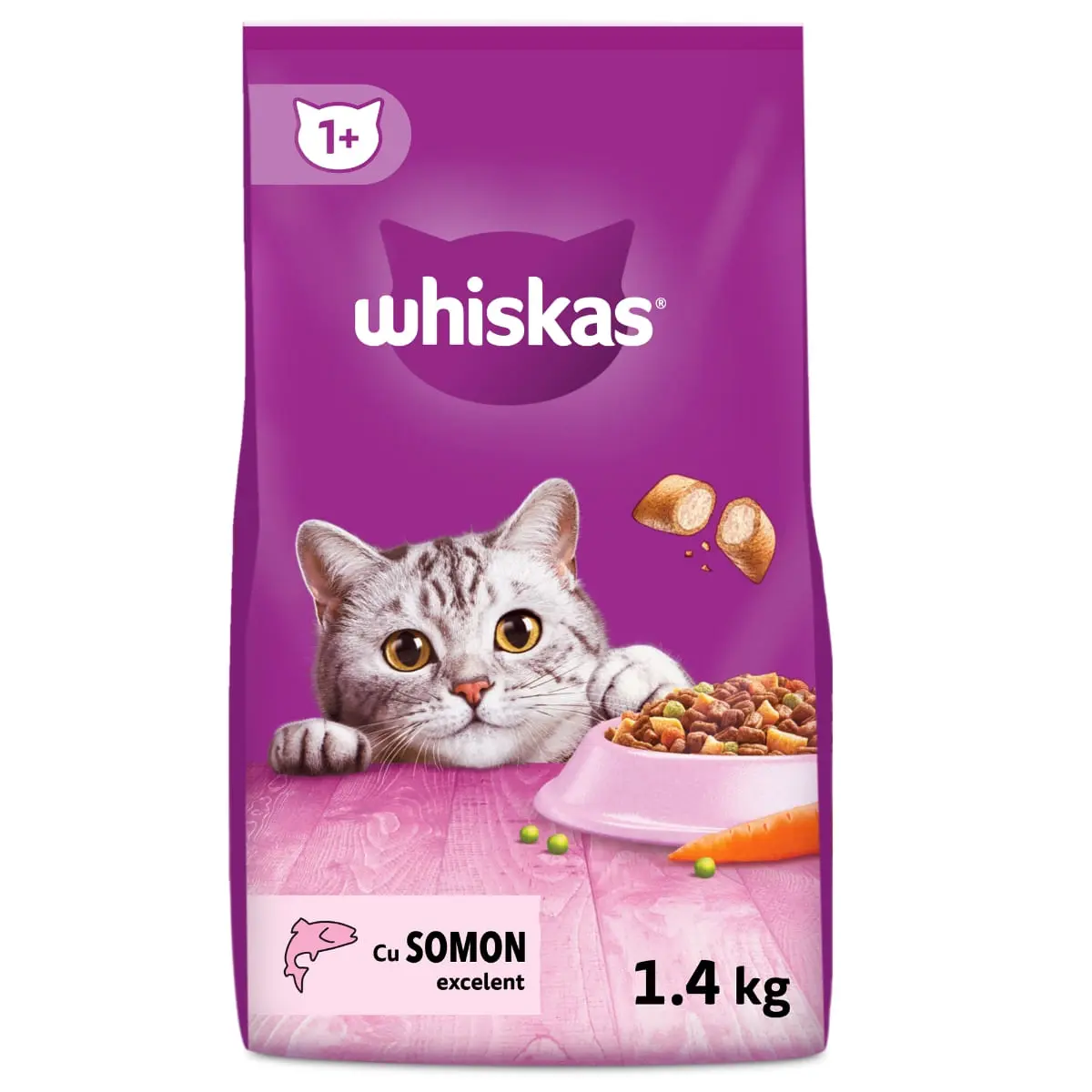 WHISKAS Adult, Somon, hrana uscata pisici, 1.4kg