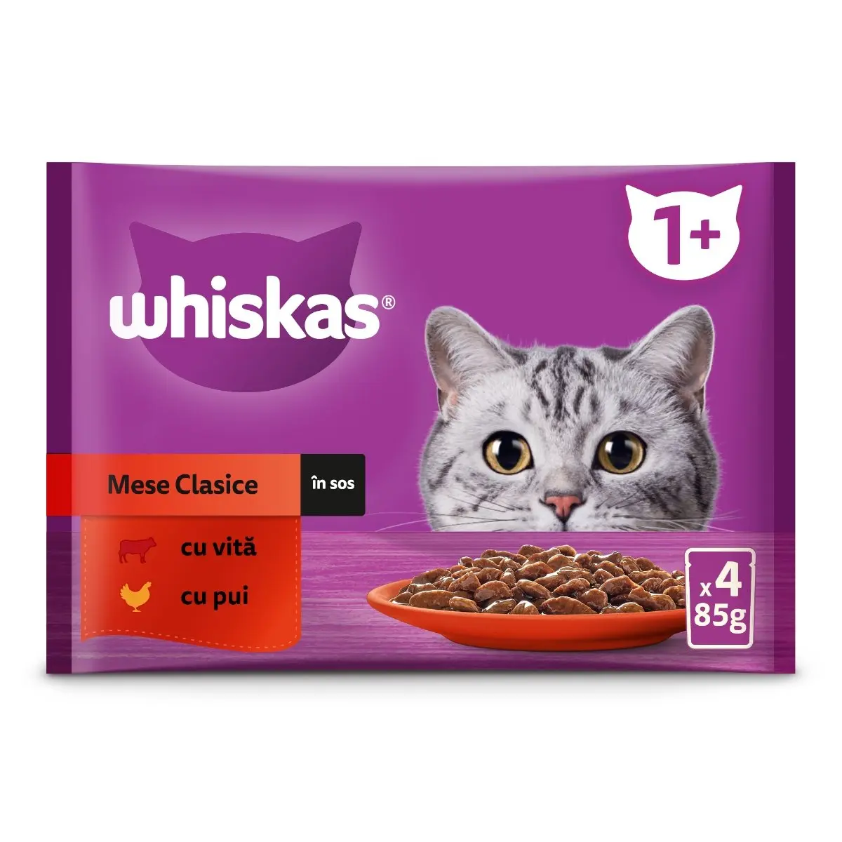 WHISKAS Selectii Clasice, Vita si Pui, plic hrana umeda pisici, (in aspic), multipack, 85g x 4 WHISKAS Selectii Clasice, Vita si Pui, plic hrana umeda pisici, (in sos), multipack, 85g x 4 - Image 9