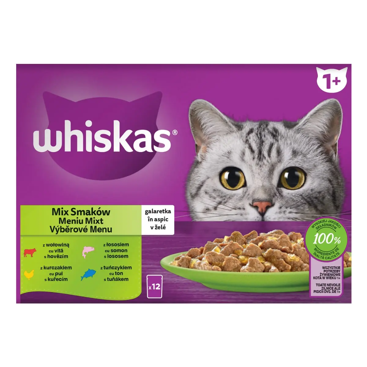 WHISKAS Selectii Mixte, Vita, Pui, Somon si Ton, hrana umeda pisici, (in aspic), multipack WHISKAS Selectii Mixte, Vita, Pui, Somon si Ton, plic hrana umeda pisici, (in aspic), multipack, 85g x 12 - Image 7