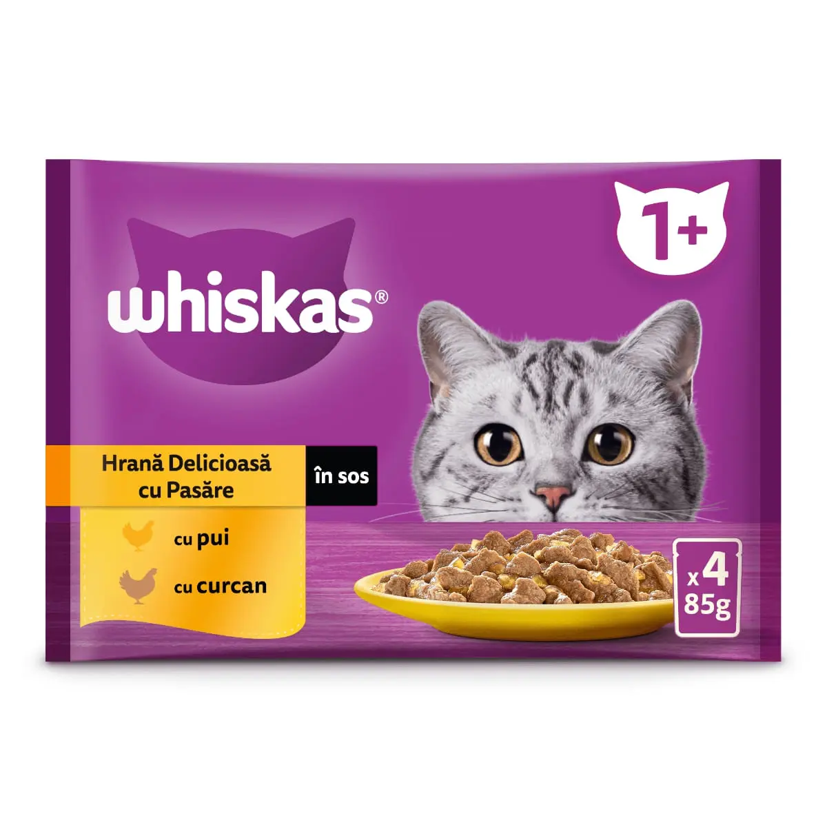 WHISKAS Selectii Pasare, Pui si Curcan, plic hrana umeda pisici, (in sos), multipack, 85g x 4 - Image 8