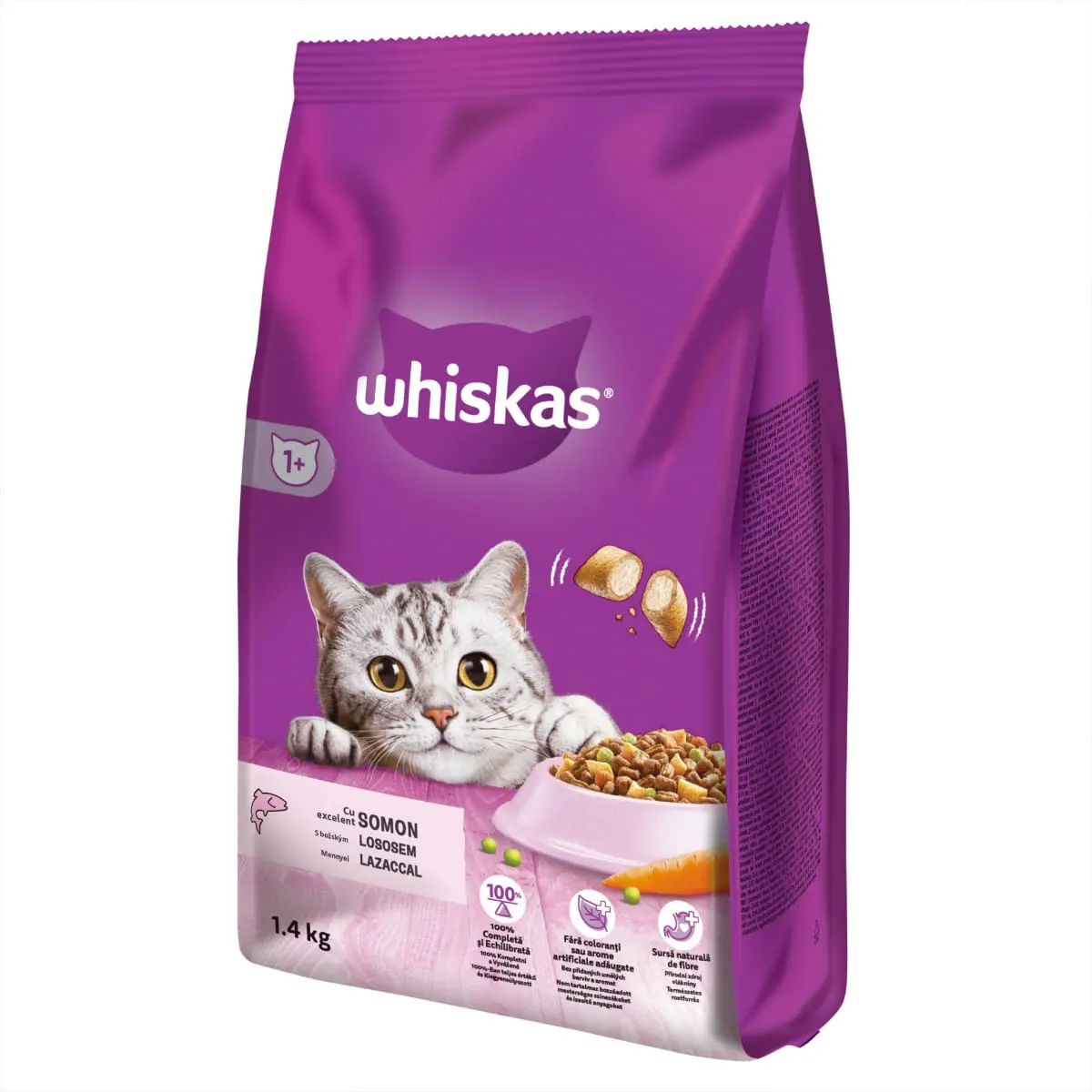 WHISKAS Adult, Somon, hrana uscata pisici, 1.4kg - Image 3