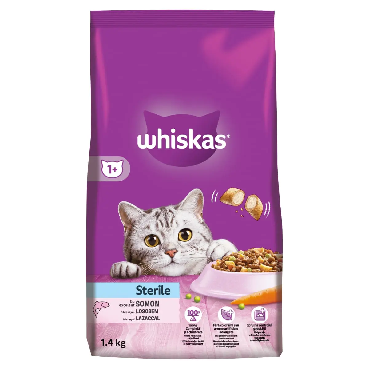 WHISKAS Adult Sterile, Somon, hrana uscata pisici sterilizate, 1.4kg - Image 4