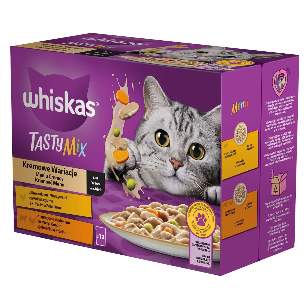 WHISKAS Tasty Mix Creamy Creations, Pui si Legume, Miel si Curcan, plic hrana umeda pisici, (in sos), multipack, 85g x 12 - Image 7
