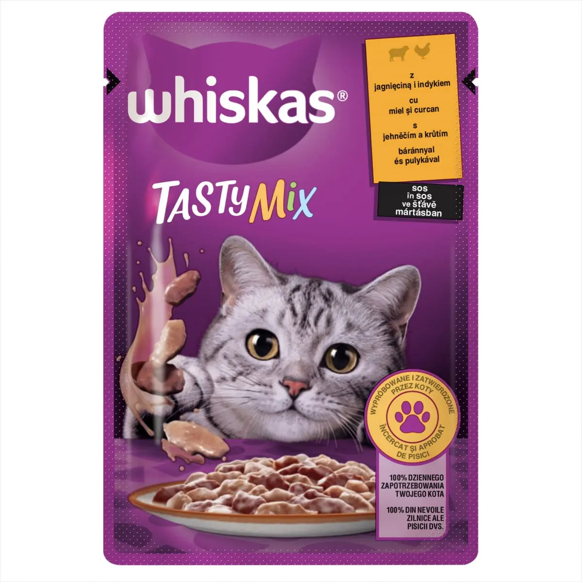 WHISKAS Tasty Mix Creamy Creations, Miel si Curcan, plic hrana umeda pisici, (in sos), 85g - Image 4