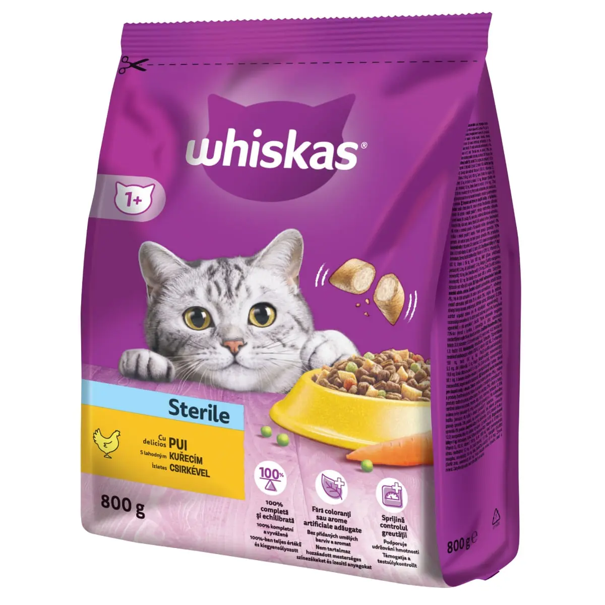 WHISKAS Adult Sterile, Pui, hrana uscata pisici, 800g - Image 5