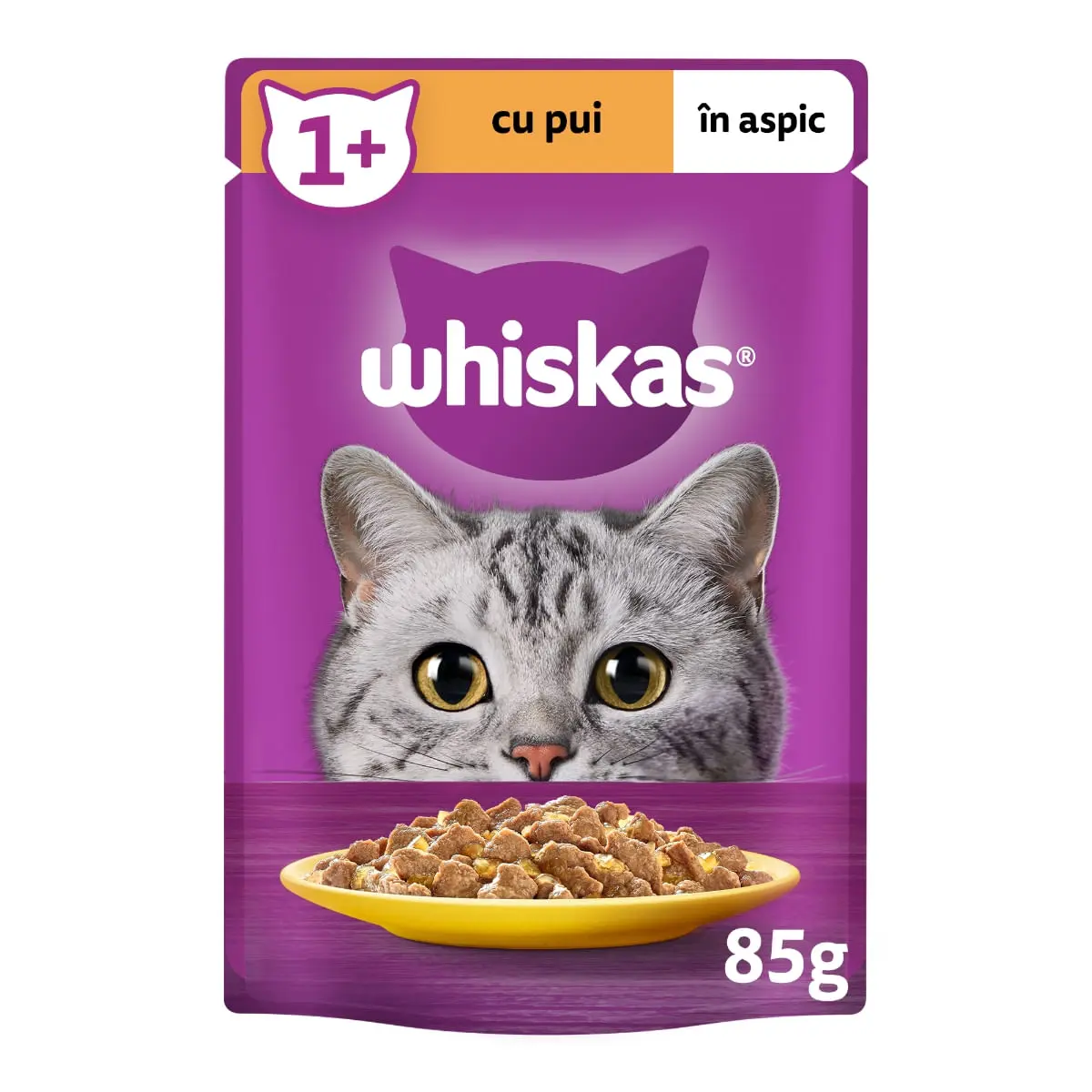 WHISKAS, Pui, plic hrana umeda pisici, (in aspic), 85g