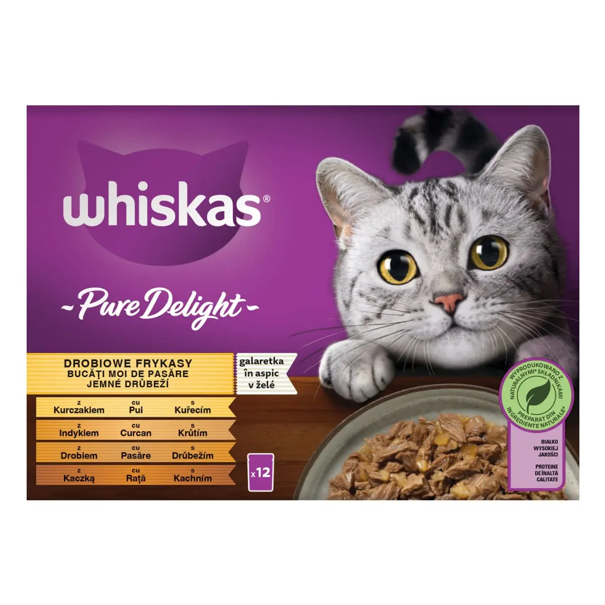 WHISKAS Pure Delight, Pasare, plic hrana umeda pisici, (in aspic), multipack, 85g x 12 - Image 2