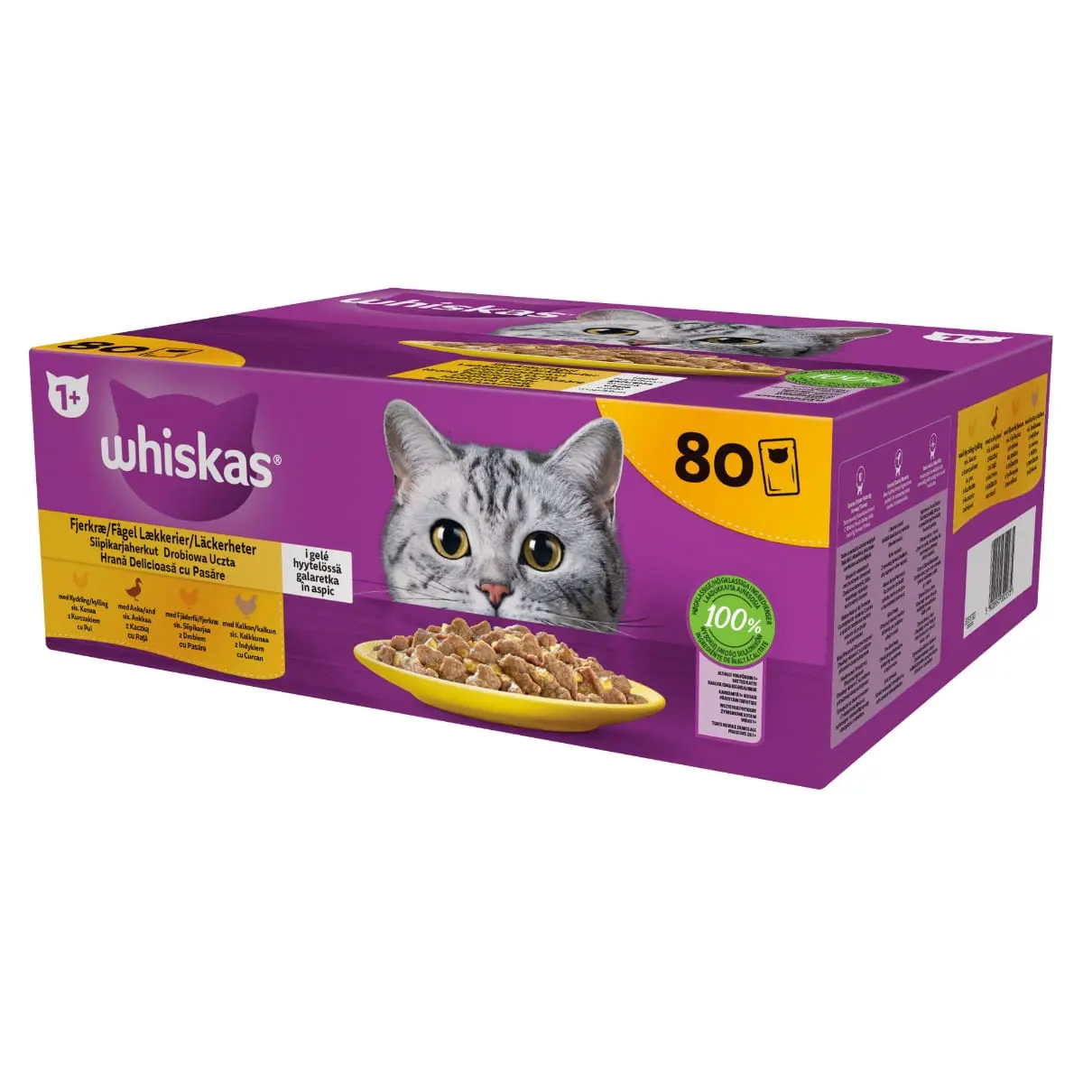 WHISKAS 1+ Poultry Feasts, Pasare, plic hrana umeda pisici, (in aspic) WHISKAS 1+ Poultry Feasts Selectii, Pasare, plic hrana umeda pisici, (in aspic), multipack, 85g x 80 - Image 8