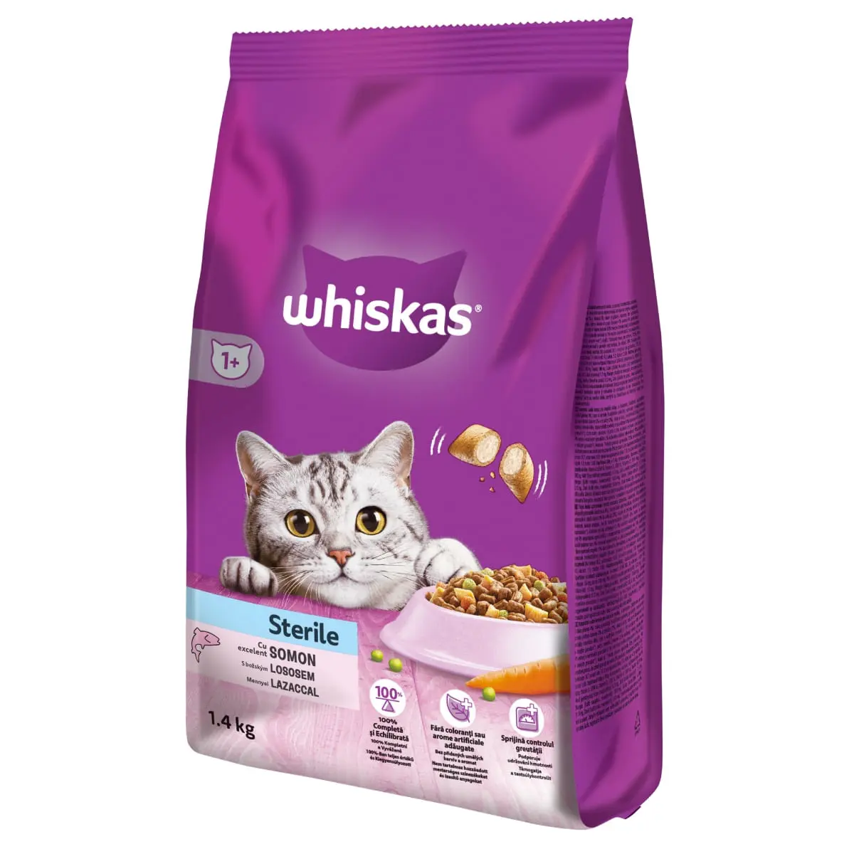 WHISKAS Adult Sterile, Somon, hrana uscata pisici sterilizate, 1.4kg - Image 8