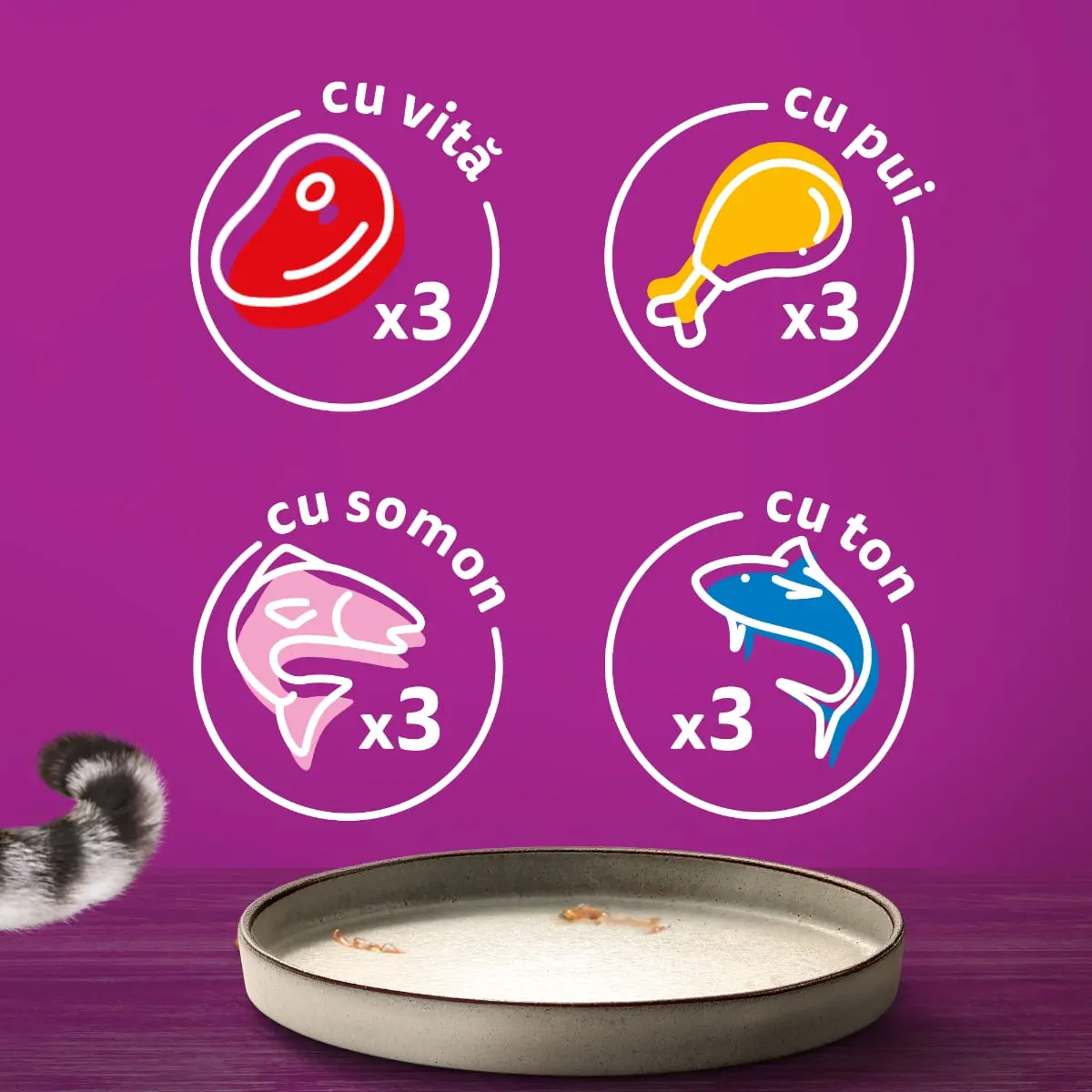 WHISKAS Pure Delight Mixed Selection, Vita, Pui, Somon si Ton, plic hrana umeda pisici, (in aspic), multipack, 85g x 12 - Image 9