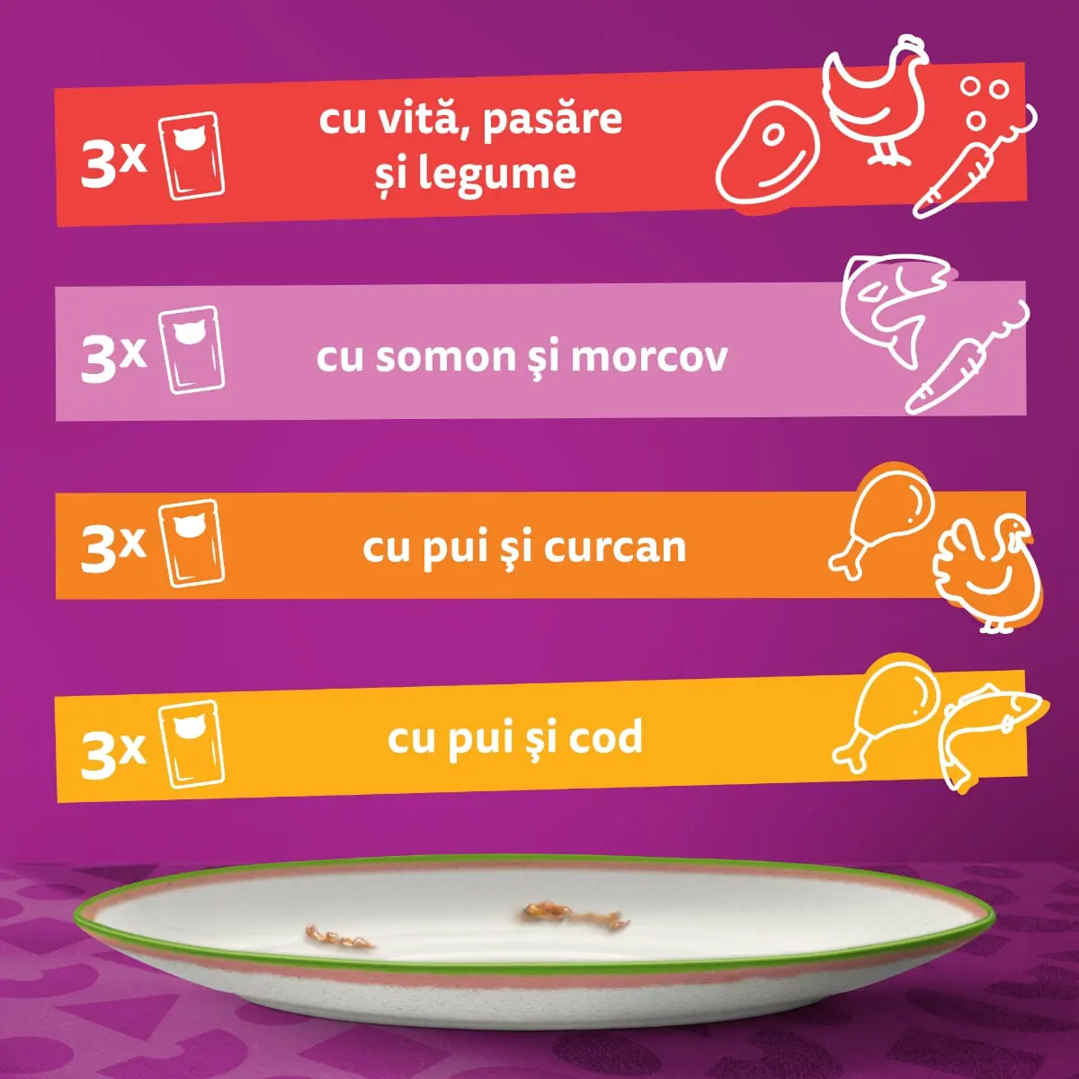 WHISKAS Tasty Mix Chef's Choice, Somon, Vita, Pui si Pasare, Pui si Curcan, Pui si Cod, plic hrana umeda pisici, (in sos), multipack, 85g x 12 - Image 12