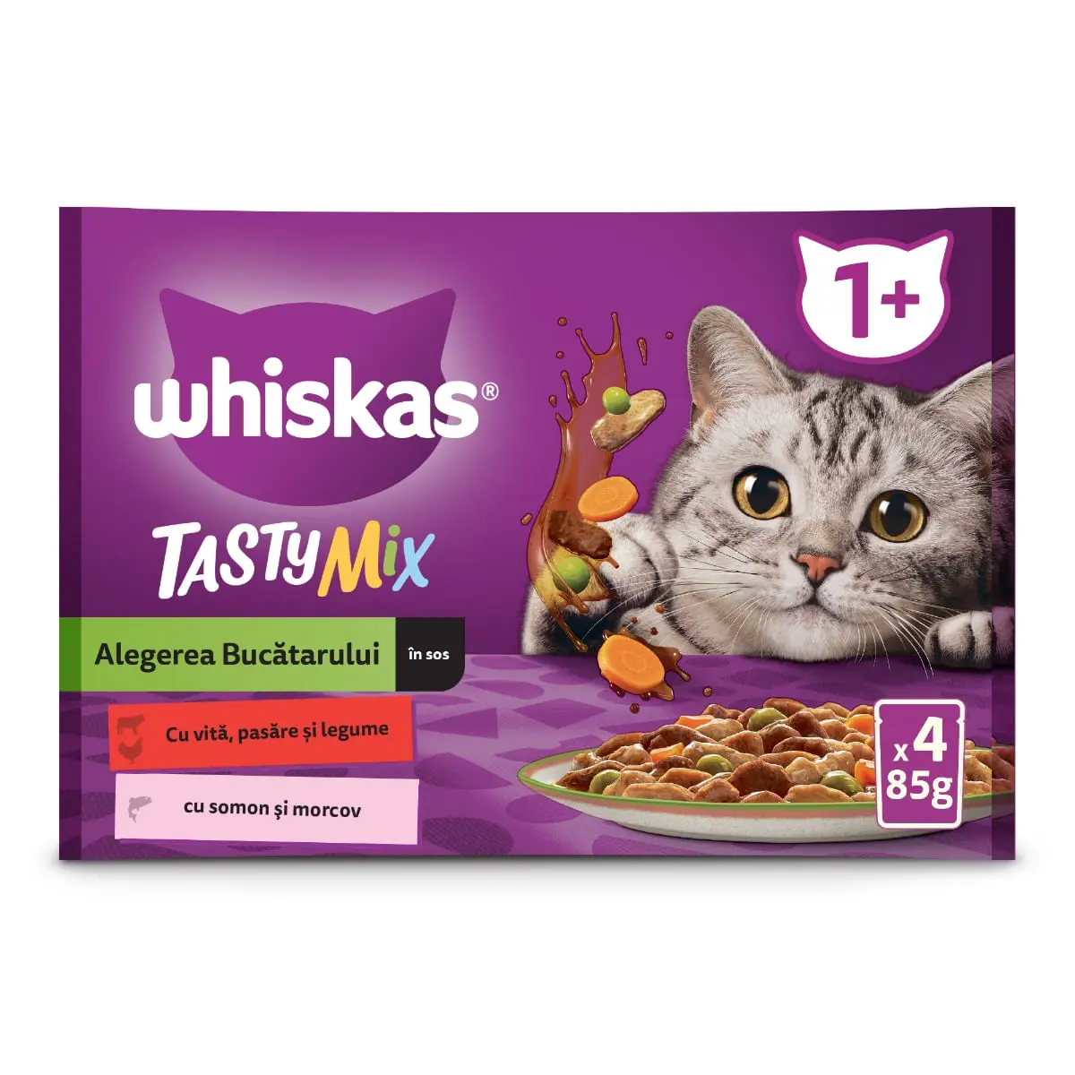 WHISKAS Tasty Mix Chef's Choice, Somon, Vita si Pasare, plic hrana umeda pisici, (in sos), multipack, 85g x 4 WHISKAS Tasty Mix Chef's Choice, Somon, Vita si Pasare, plic hrana umeda pisici, (in sos), bax, 85g x 12buc - Image 9