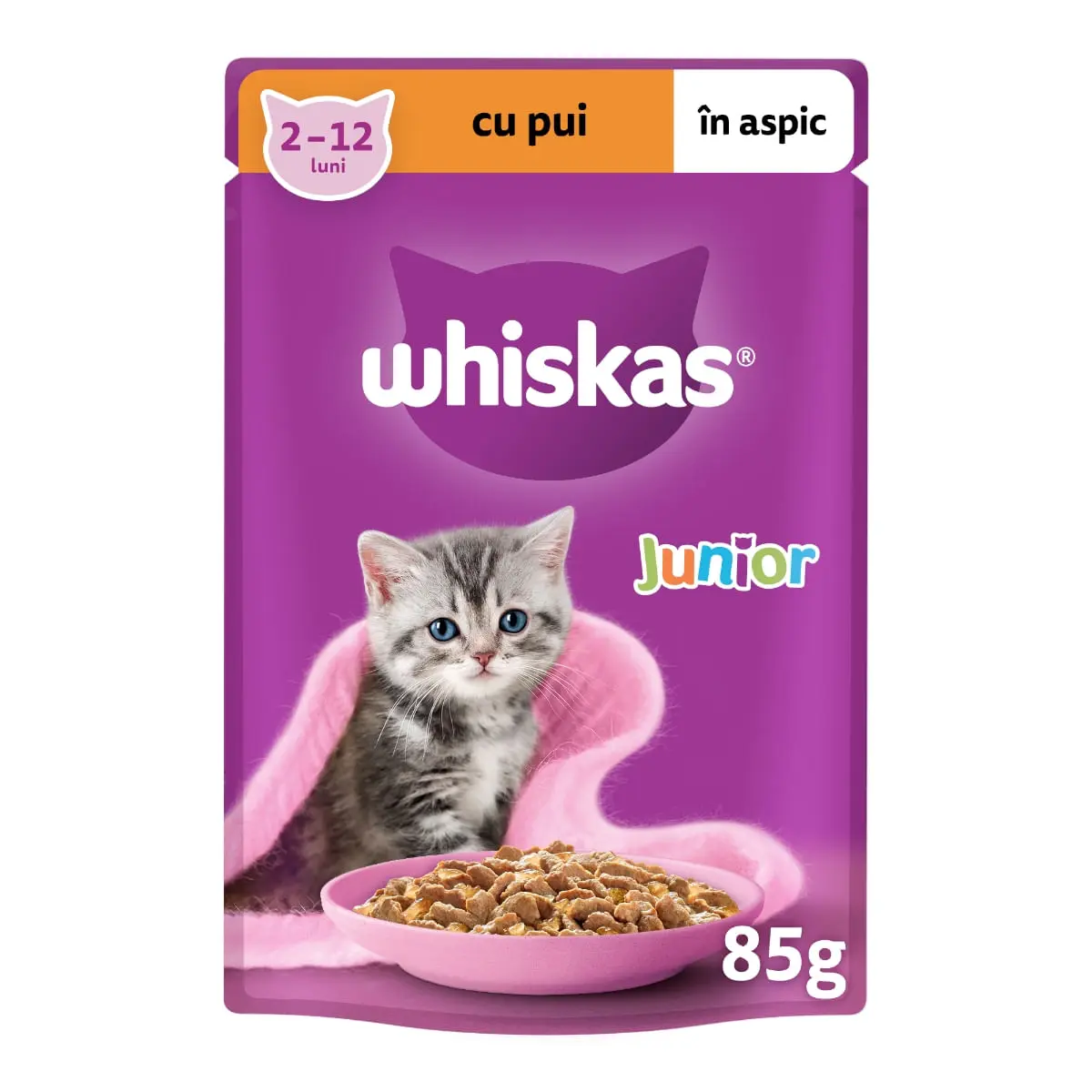 WHISKAS Junior, Pui, plic hrana umeda pisici junior, (in aspic), 85g - Image 5