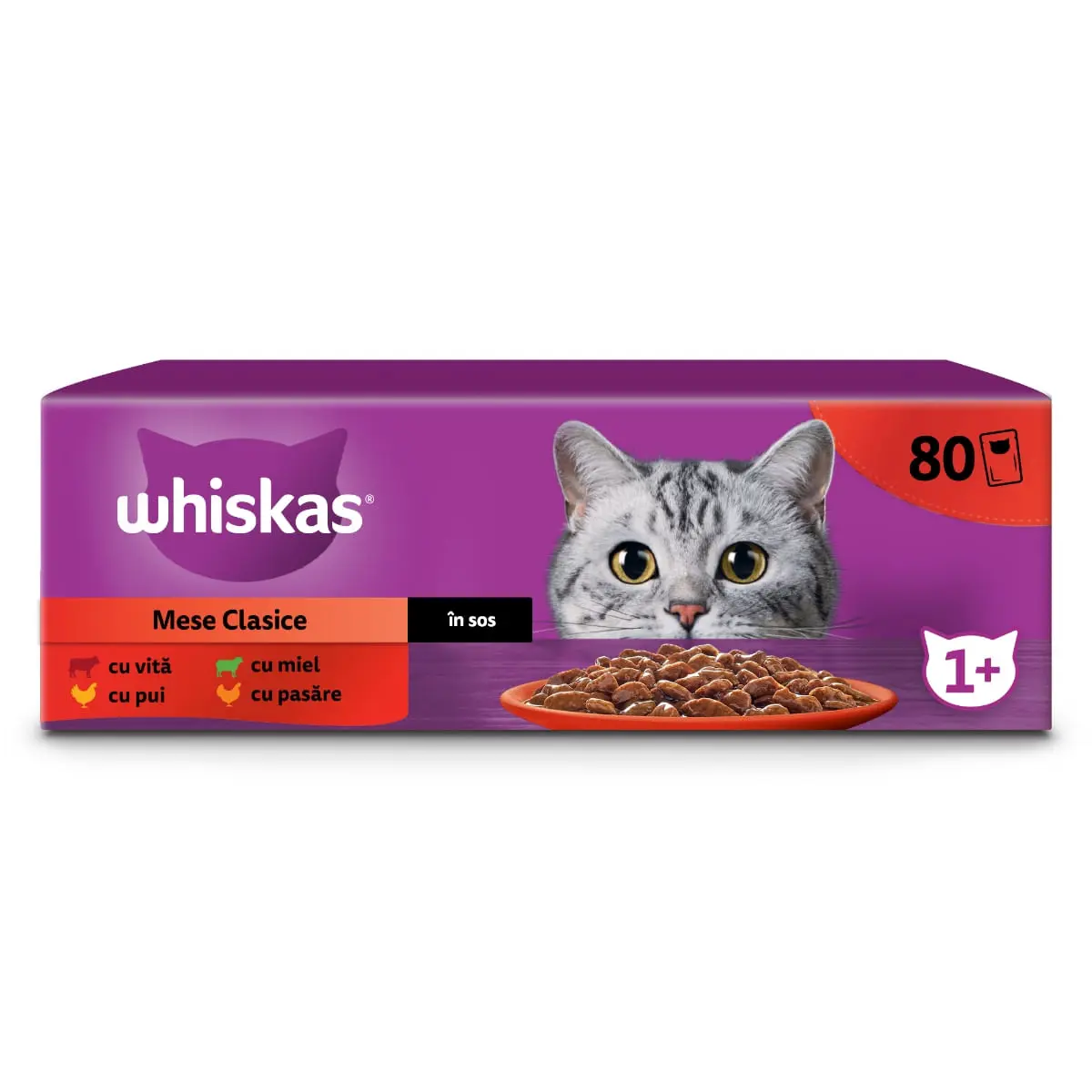 WHISKAS Selectii Clasice, Miel, Vita, Pui si Pasare, hrana umeda pisici, (in sos), multipack WHISKAS Selectii Clasice, Miel, Vita, Pui si Pasare, plic hrana umeda pisici, (in sos), multipack, 85g x 80 - Image 3