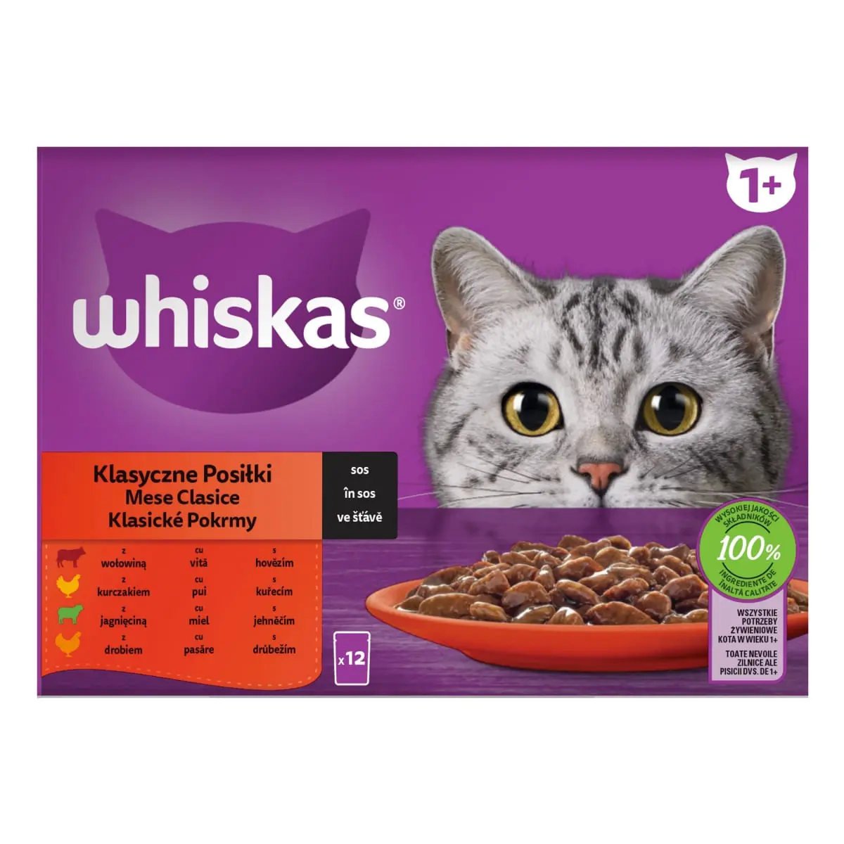 WHISKAS Selectii Clasice, Miel, Vita, Pui si Pasare, hrana umeda pisici, (in sos), multipack WHISKAS Selectii Clasice, Miel, Vita, Pui si Pasare, plic hrana umeda pisici, (in sos), multipack, 85g x 12 - Image 5