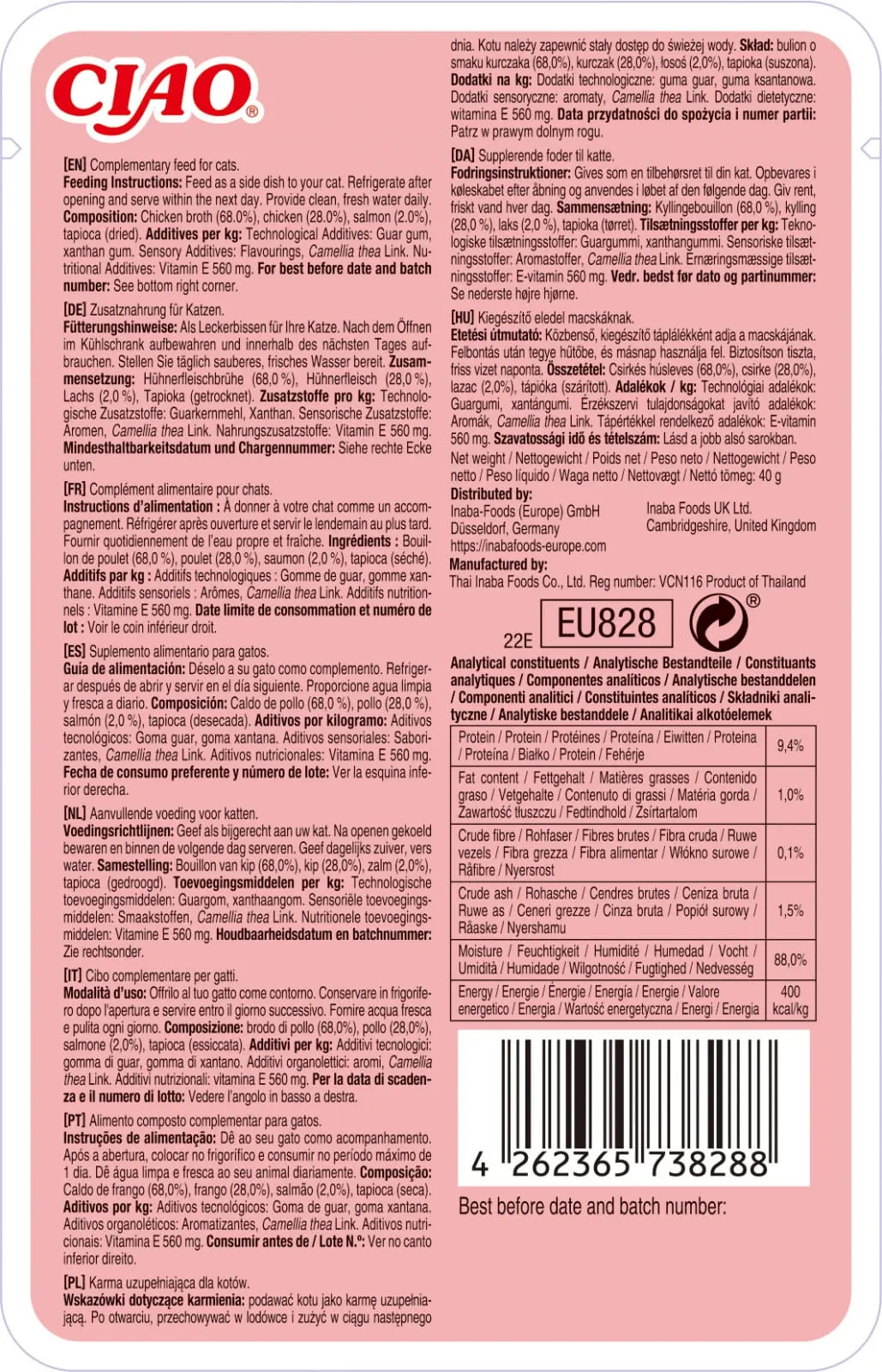 INABA Ciao Broth , Somon, plic hrana umeda fara cereale pisici, (in supa), 40g - Image 2