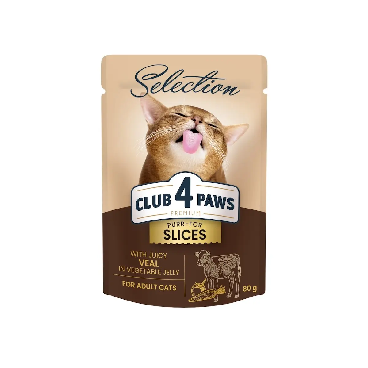 CLUB 4 PAWS Premium Plus Selection, Vita si Legume, plic hrana umeda pisici, (in aspic), 80g - Image 2