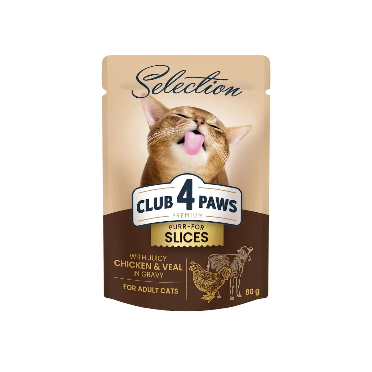 CLUB 4 PAWS Premium Plus Selection, Pui si Vita, plic hrana umeda pisici, (in sos), 80g - Image 2