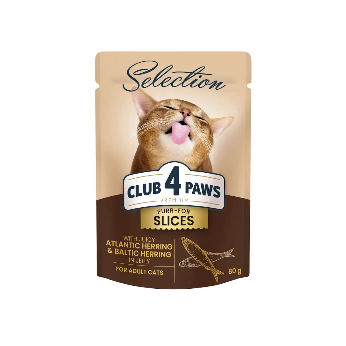 CLUB 4 PAWS Premium Plus Selection, Hering, plic hrana umeda pisici, (in aspic), 80g