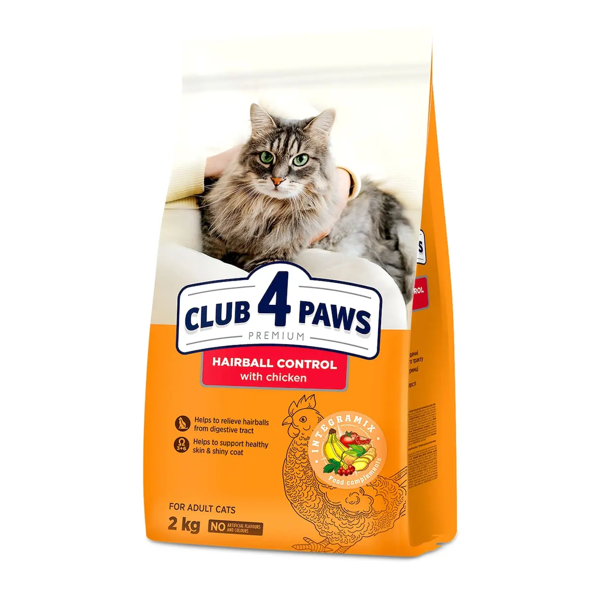 CLUB 4 PAWS Hairball Control, Gaina, hrana uscata pisici, limitarea ghemurilor de blana, 2kg