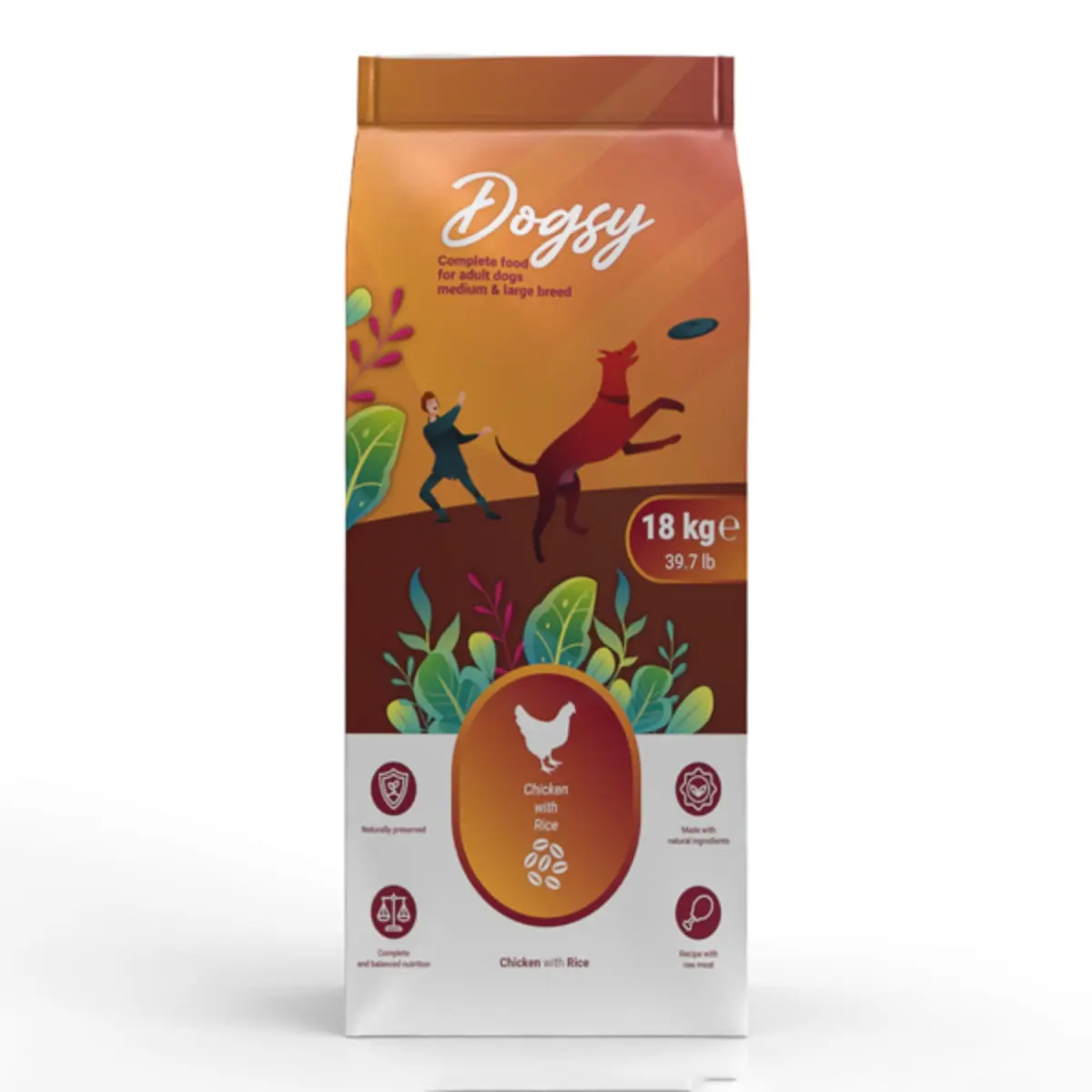 DOGSY, M-XL, Pui si Orez, hrana uscata caini, 18kg