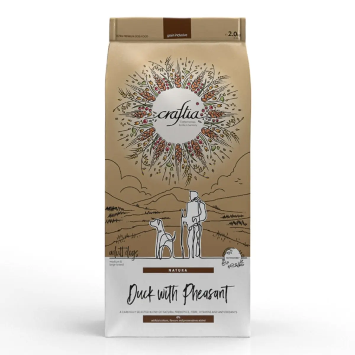 CRAFTIA Natura, M-XL, Rata si Fazan, hrana uscata caini, 2kg