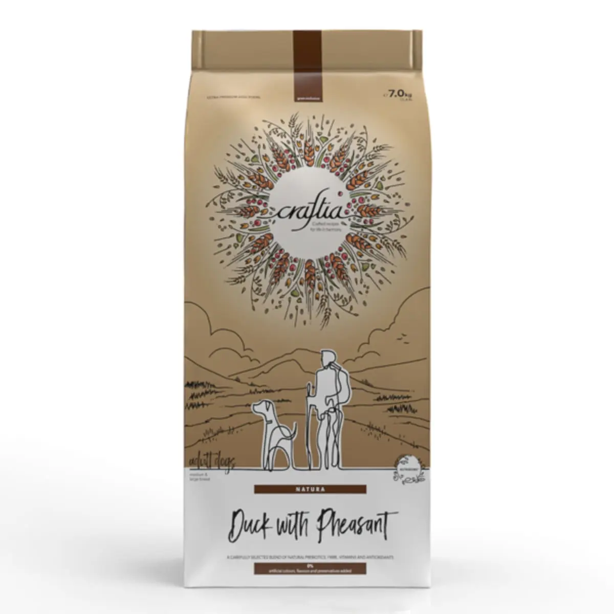 CRAFTIA Natura, M-XL, Rata si Fazan, hrana uscata caini, 7kg