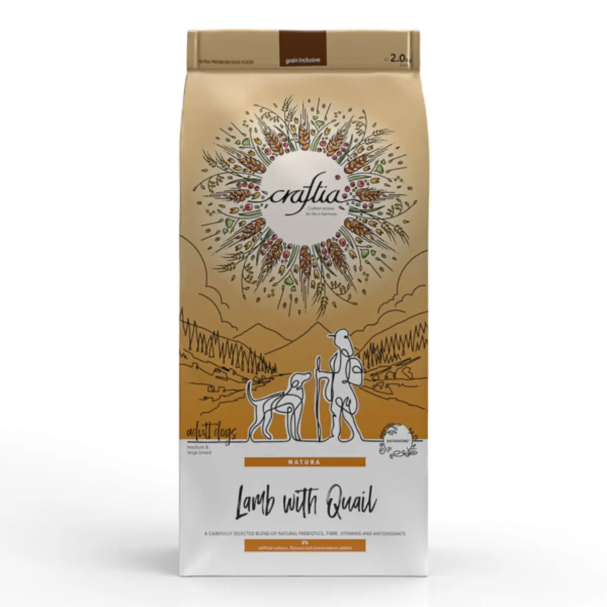 CRAFTIA Natura, M-XL, Miel si Prepelita, hrana uscata caini, 2kg