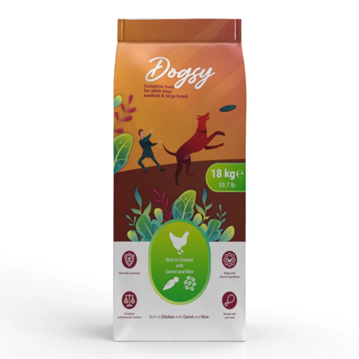 DOGSY, M-XL, Pui si Morcov, hrana uscata caini, 18kg