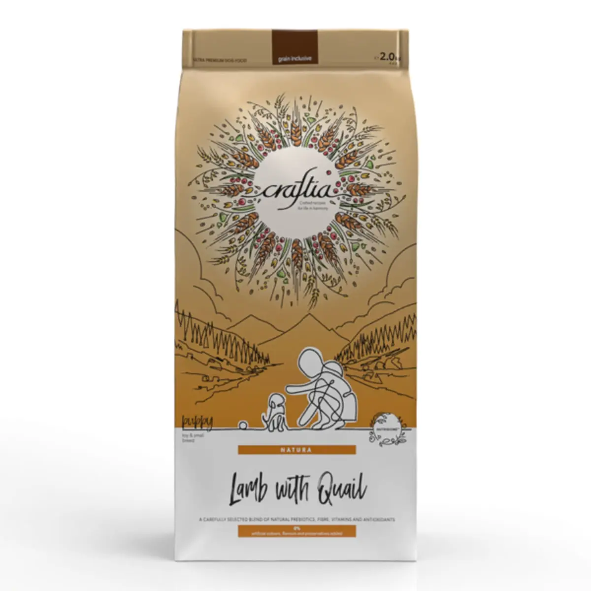 CRAFTIA Natura, XS-S, Miel si Prepelita, hrana uscata caini junior, 2kg - Image 2