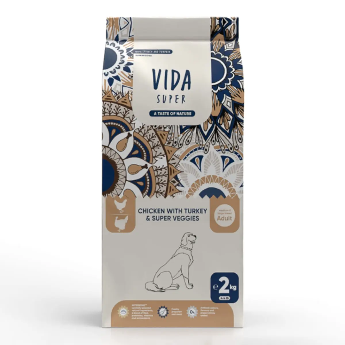 VIDA SUPER, M-XL, Pui, Curcan si Legume, hrana uscata caini, 2kg - Image 2