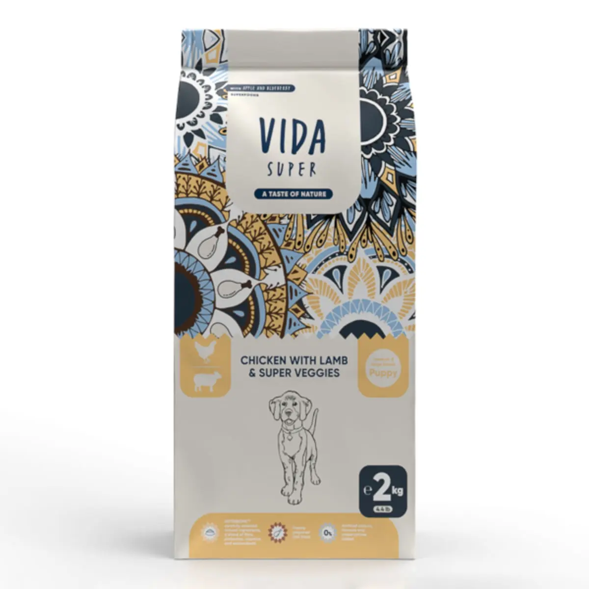 VIDA SUPER, M-XL, Pui, Miel si Legume, hrana uscata caini junior, 2kg