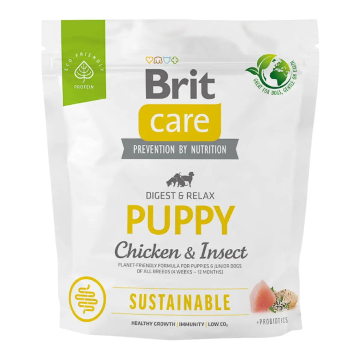 BRIT Care Sustainable, Digest & Relax, XS-XL, Pui si Insecte, hrana uscata caini junior, sistem digestiv BRIT Care Sustainable Puppy, XS-XL, Pui si Insecte, hrana uscata caini junior, sistem digestiv, 1kg