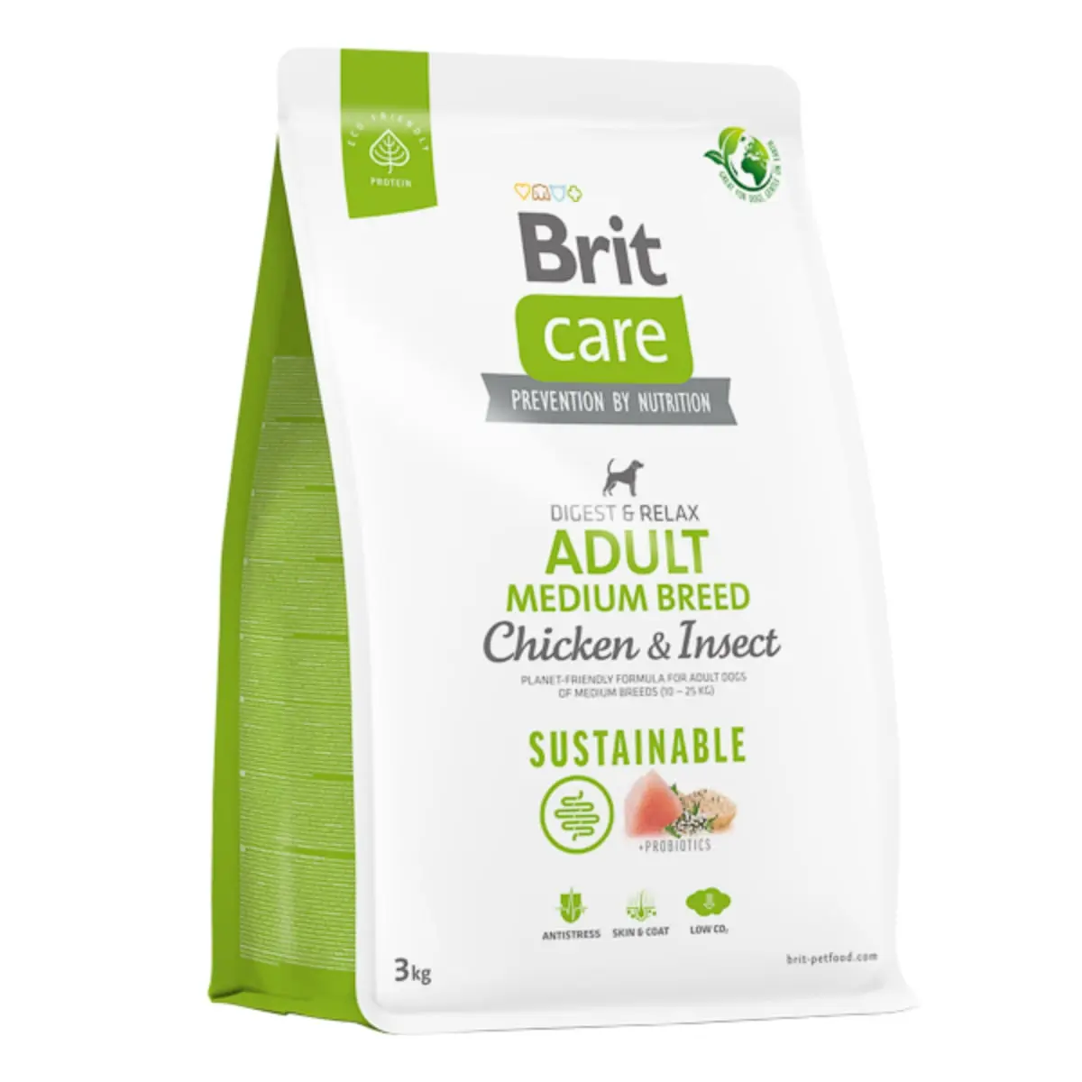 BRIT Care Sustainable, Digest & Relax, M, Pui si Insecte, hrana uscata caini, sistem digestiv BRIT Care Sustainable Adult Medium Breed, M, Pui si Insecte, hrana uscata caini, sistem digestiv, 3kg