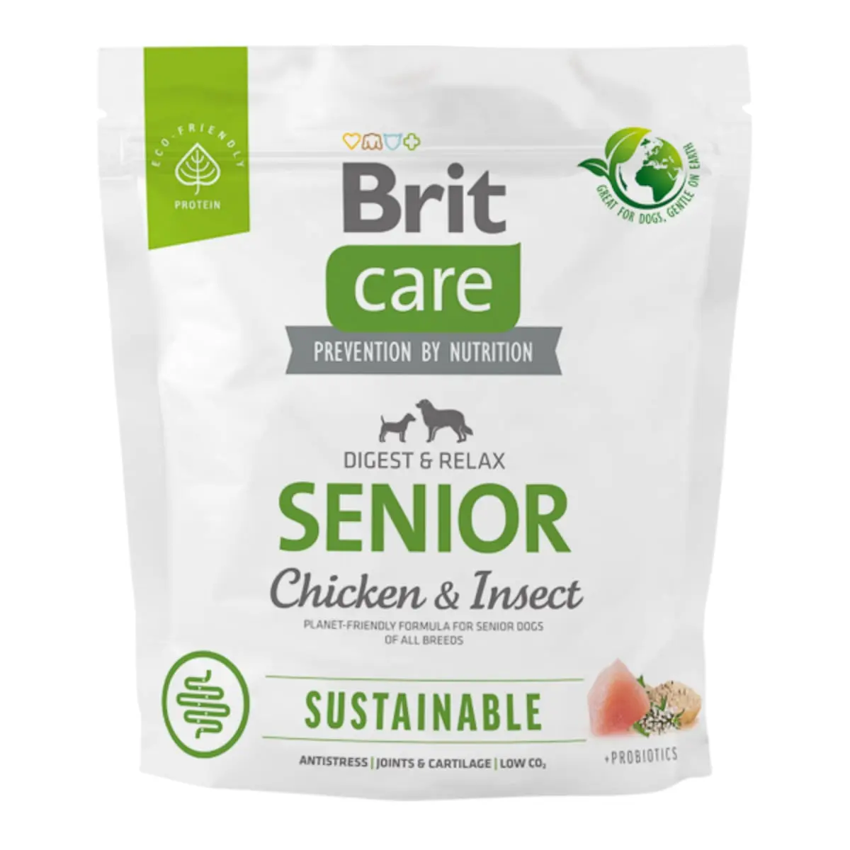 BRIT Care Sustainable, Digest & Relax, XS-XL, Pui si Insecte, hrana uscata caini senior, sistem digestiv BRIT Care Sustainable Senior, XS-XL, Pui si Insecte, hrana uscata caini senior, sistem digestiv, 1kg - Image 2