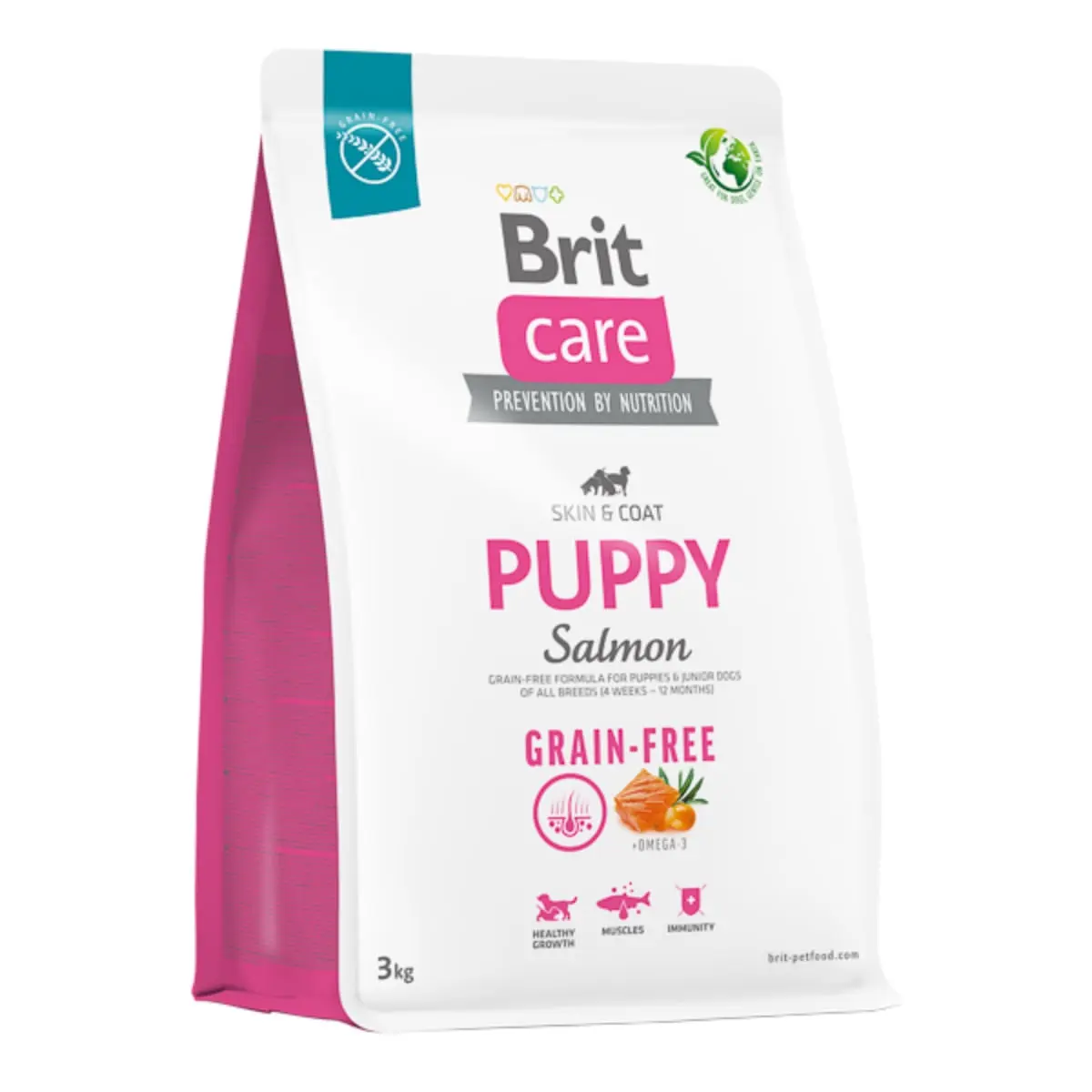 BRIT Care, XS-XL, Somon, hrana uscata fara cereale caini junior, piele & blana BRIT Care Grain-Free Puppy, XS-XL, Somon, hrana uscata fara cereale caini junior, piele & blana, 3kg