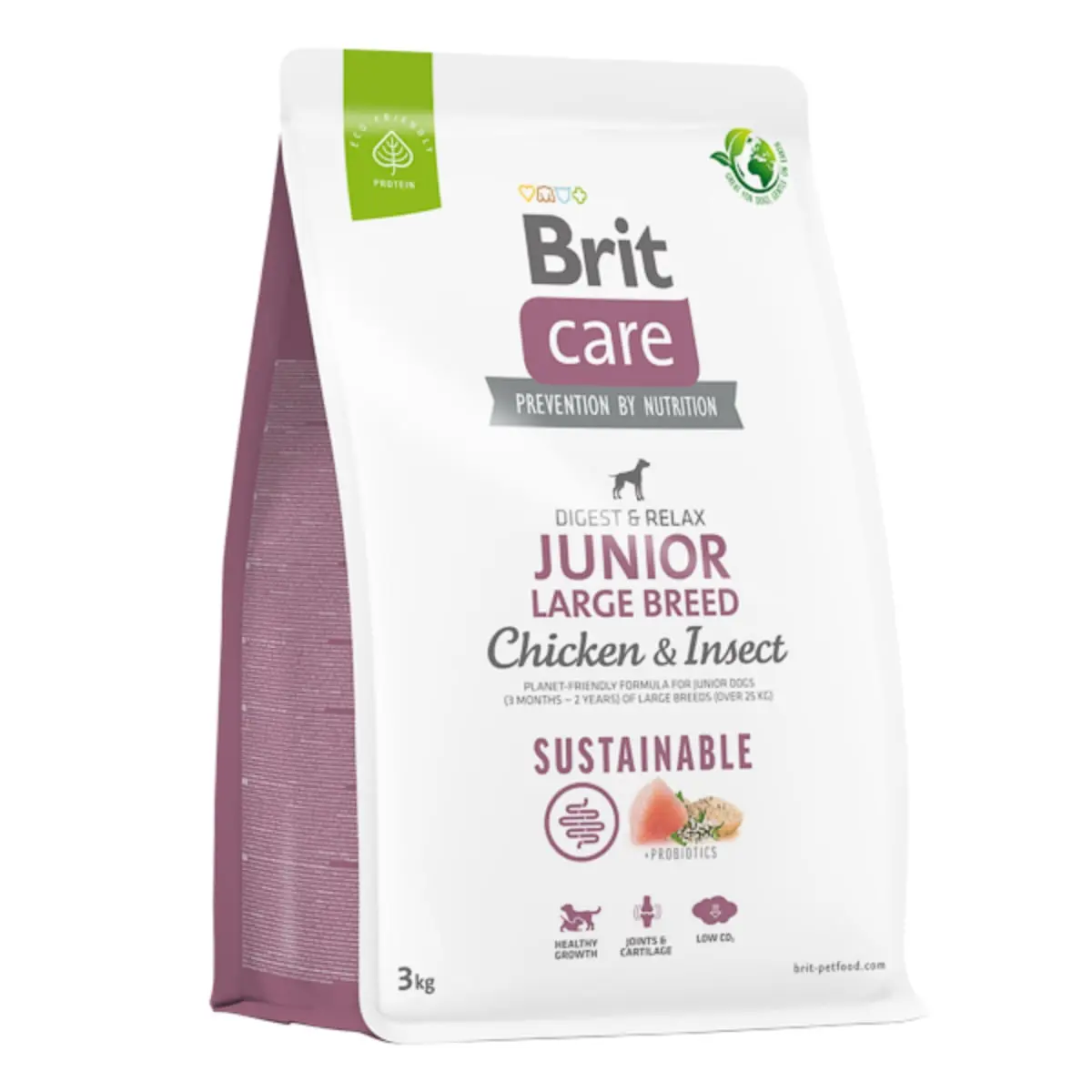 BRIT Care Sustainable, Digest & Relax, L-XL, Pui si Insecte, hrana uscata caini junior, sistem digestiv BRIT Care Sustainable Junior Large Breed, L-XL, Pui si Insecte, hrana uscata caini junior, sistem digestiv, 3kg - Image 2