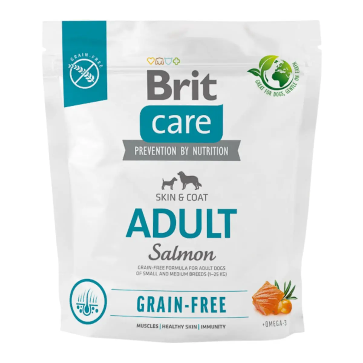 BRIT Care, XS-M, Somon, hrana uscata fara cereale caini, piele & blana BRIT Care Grain-Free Adult, XS-M, Somon, hrana uscata fara cereale caini, piele & blana, 1kg
