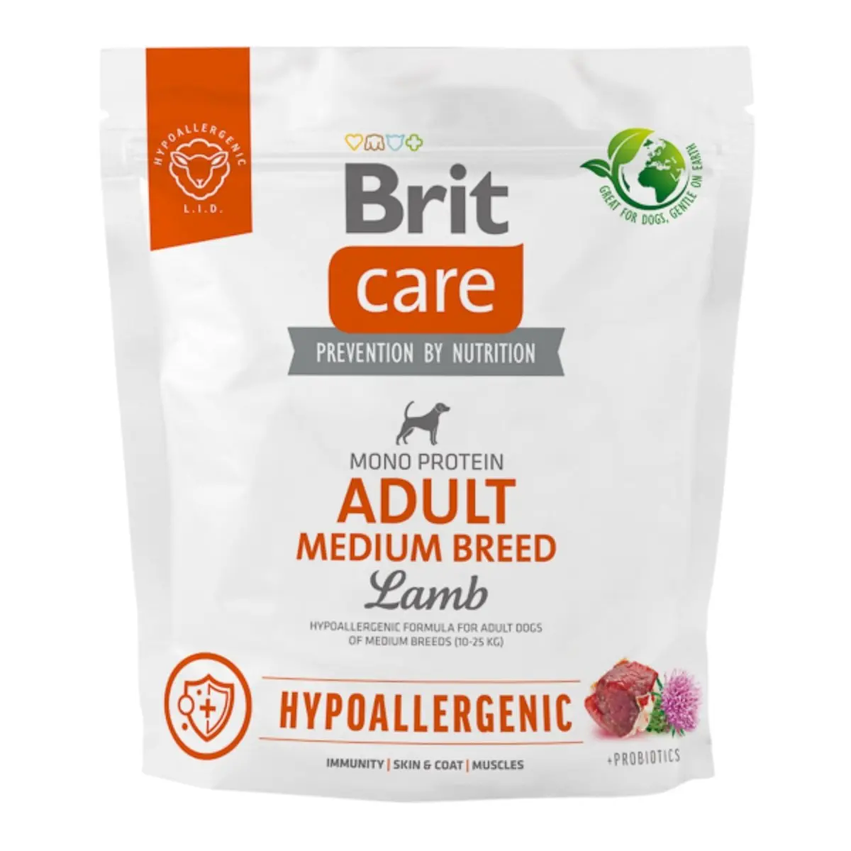 BRIT Care Hypoallergenic, M, Miel, hrana uscata monoproteica caini, sistem imunitar & alergii BRIT Care Hypoallergenic Adult Medium Breed, M, Miel, hrana uscata monoproteica caini, sistem imunitar & alergii, 1kg