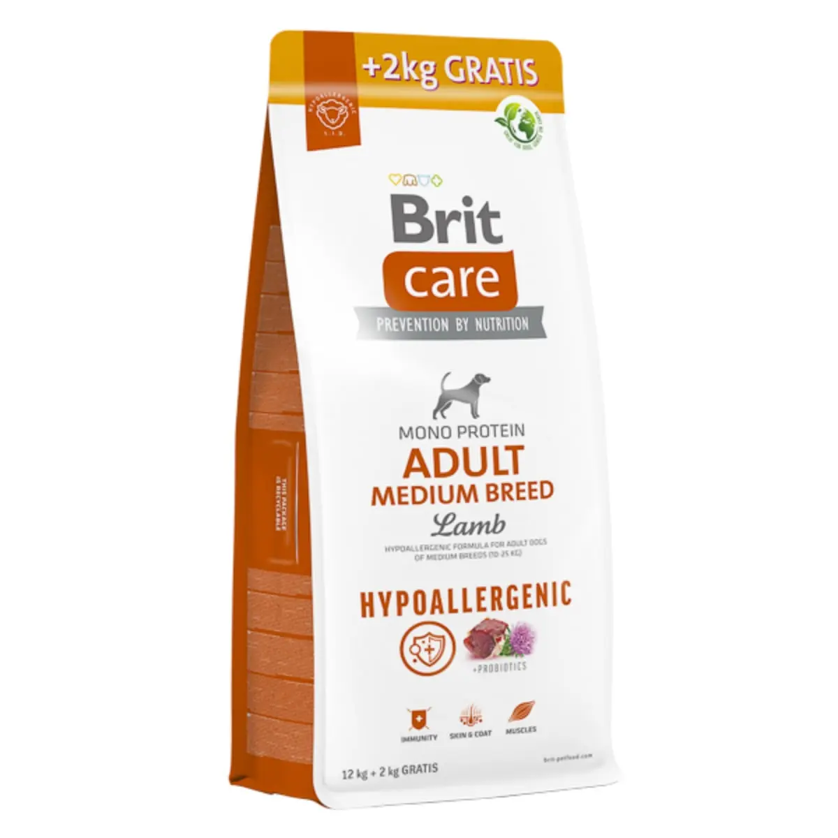 BRIT Care Hypoallergenic, M, Miel, hrana uscata monoproteica caini, sistem imunitar & alergii BRIT Care Hypoallergenic Adult Medium Breed, M, Miel, hrana uscata monoproteica caini, sistem imunitar & alergii, 12kg + 2kg GRATUIT - Image 2
