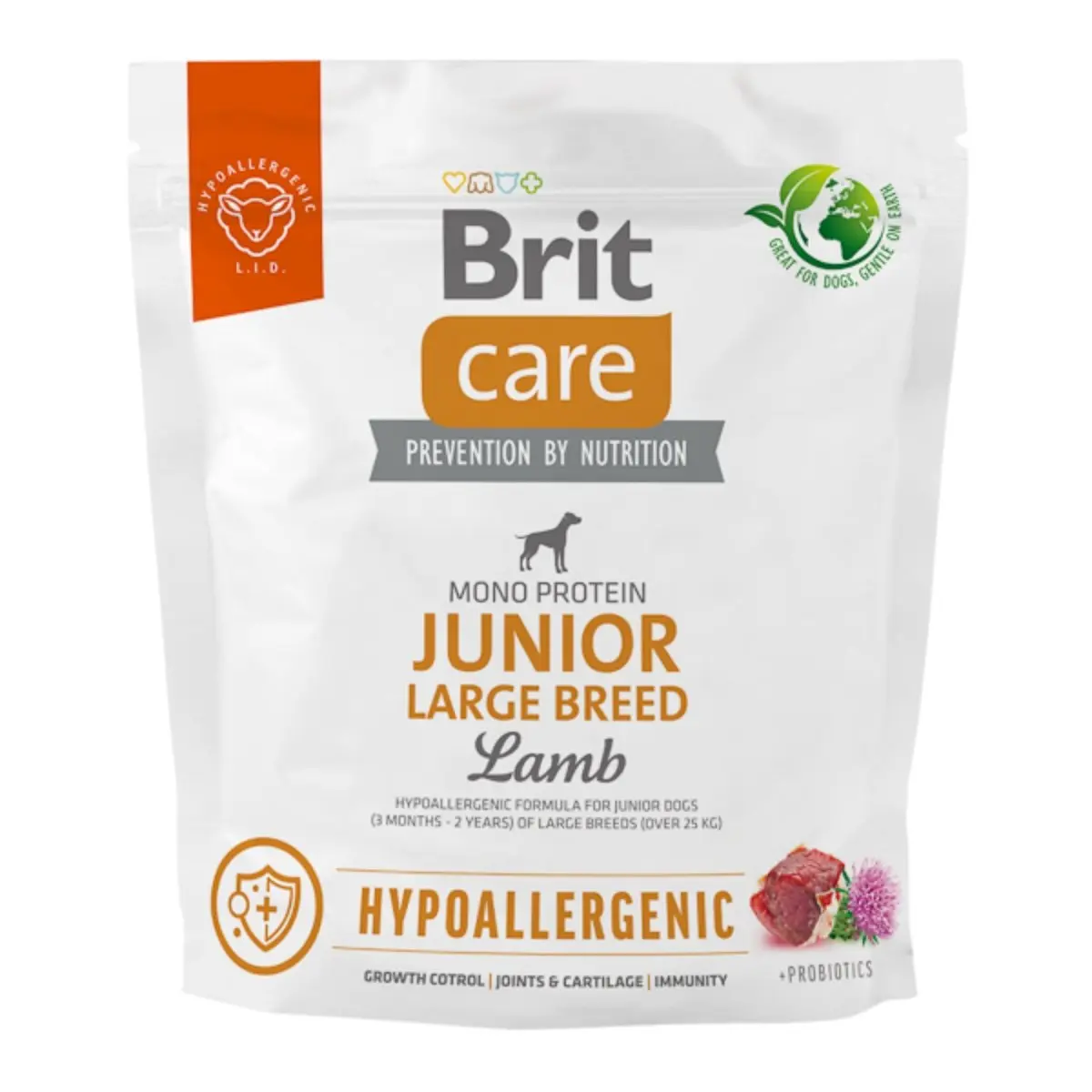 BRIT Care Hypoallergenic, L-XL, Miel, hrana uscata monoproteica caini junior, sistem imunitar & alergii BRIT Care Hypoallergenic Junior Large Breed, L-XL, Miel, hrana uscata monoproteica caini junior, sistem imunitar & alergii, 1kg