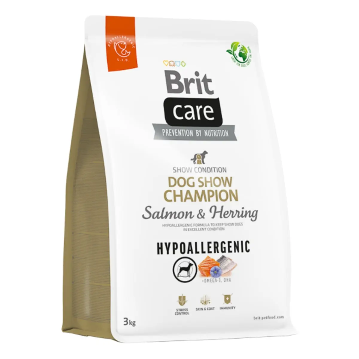BRIT Care Hypoallergenic Dog Show Champion, XS-XL, Somon si Hering, hrana uscata monoproteica caini, sistem imunitar & alergii, 3kg - Image 2